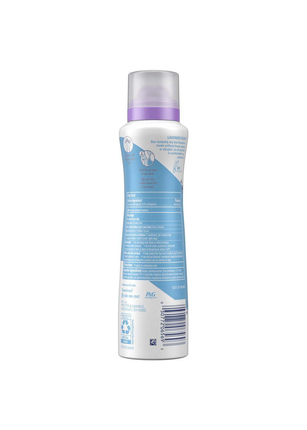 Secret Antiperspirant Deodorant Dry Spray - Relaxing Lavender; image 5 of 8