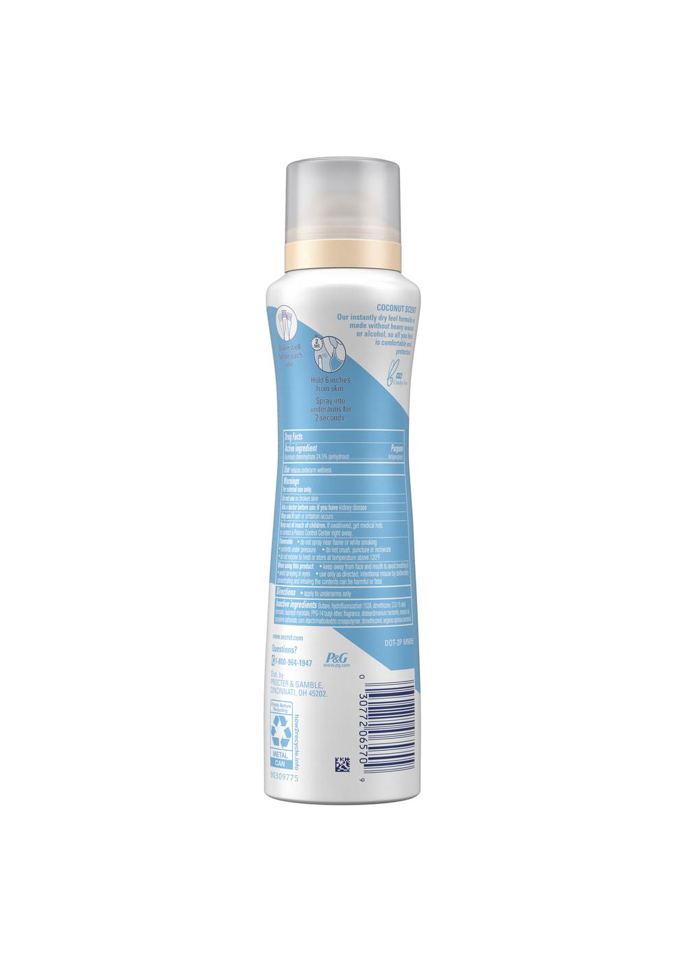 Secret Dry Spray Antiperspirant Deodorant - Nurturing Coconut & Argan Oil; image 2 of 8