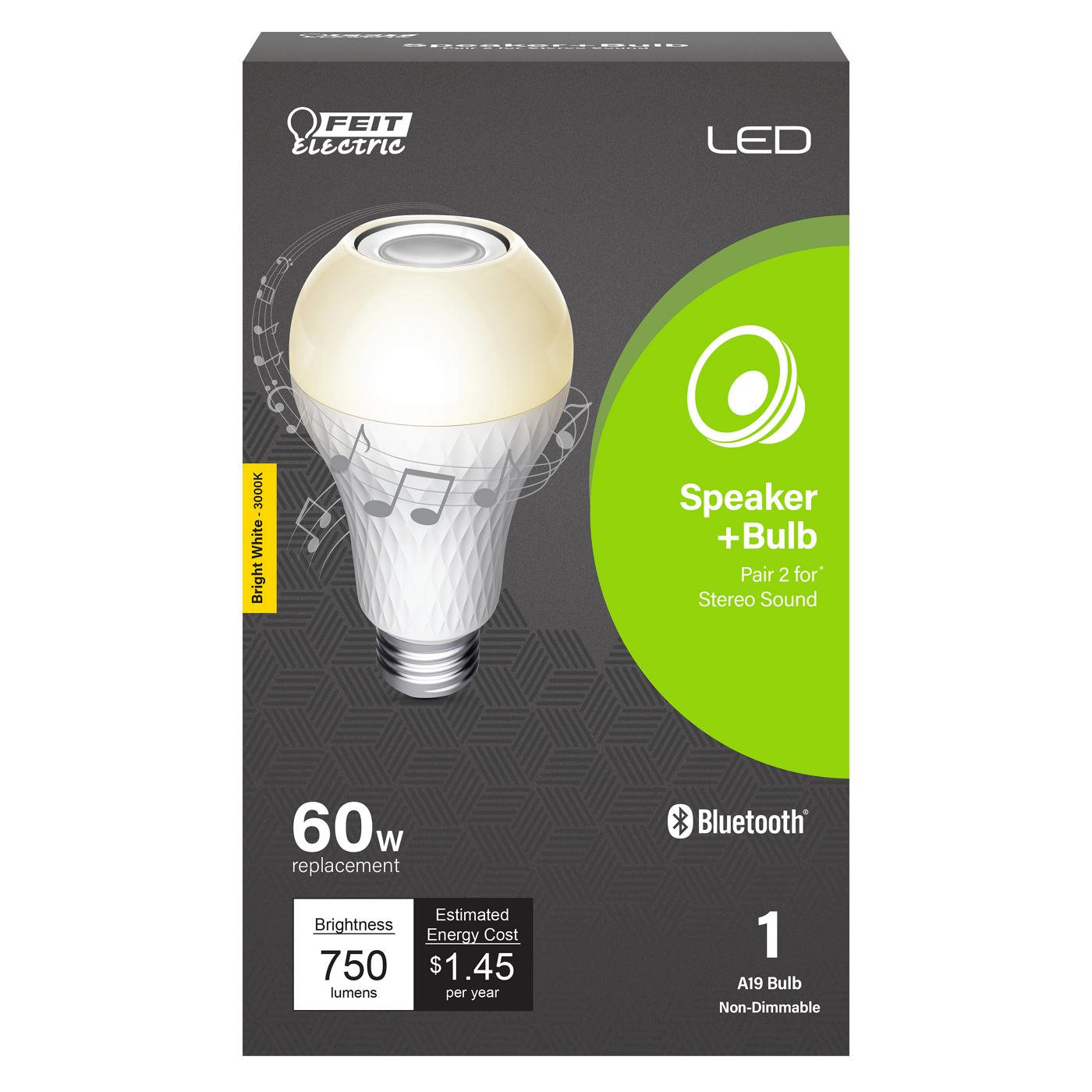 Feit Electric A19 60-Watt LED Light Bulb with Bluetooth Speaker; image 1 of 2