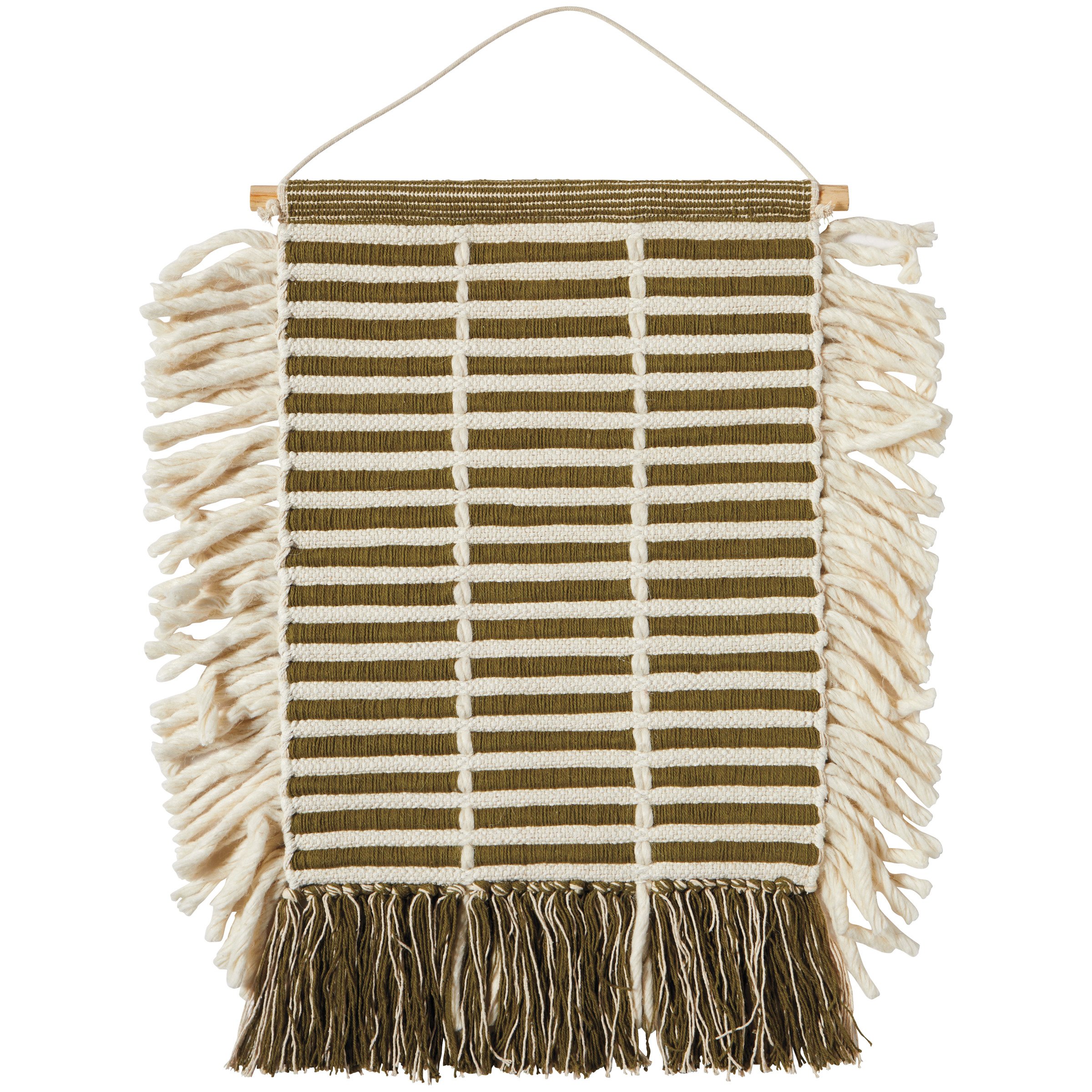 Haven + Key Fringed Textile Wall Hanger Moss & White Shop Seasonal Decor at HEB