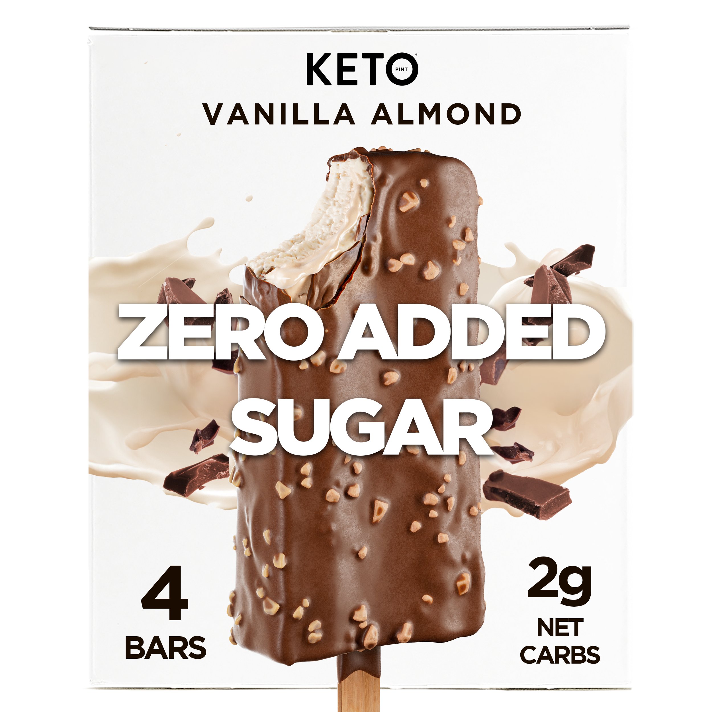 Keto Pint Zero Added Sugar Vanilla Almond Ice Cream Bars, 4 ct