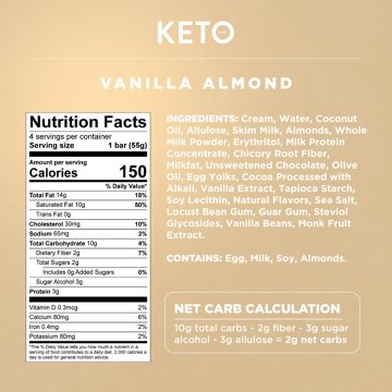 Keto Pint Zero Added Sugar Vanilla Almond Ice Cream Bars, 4 ct