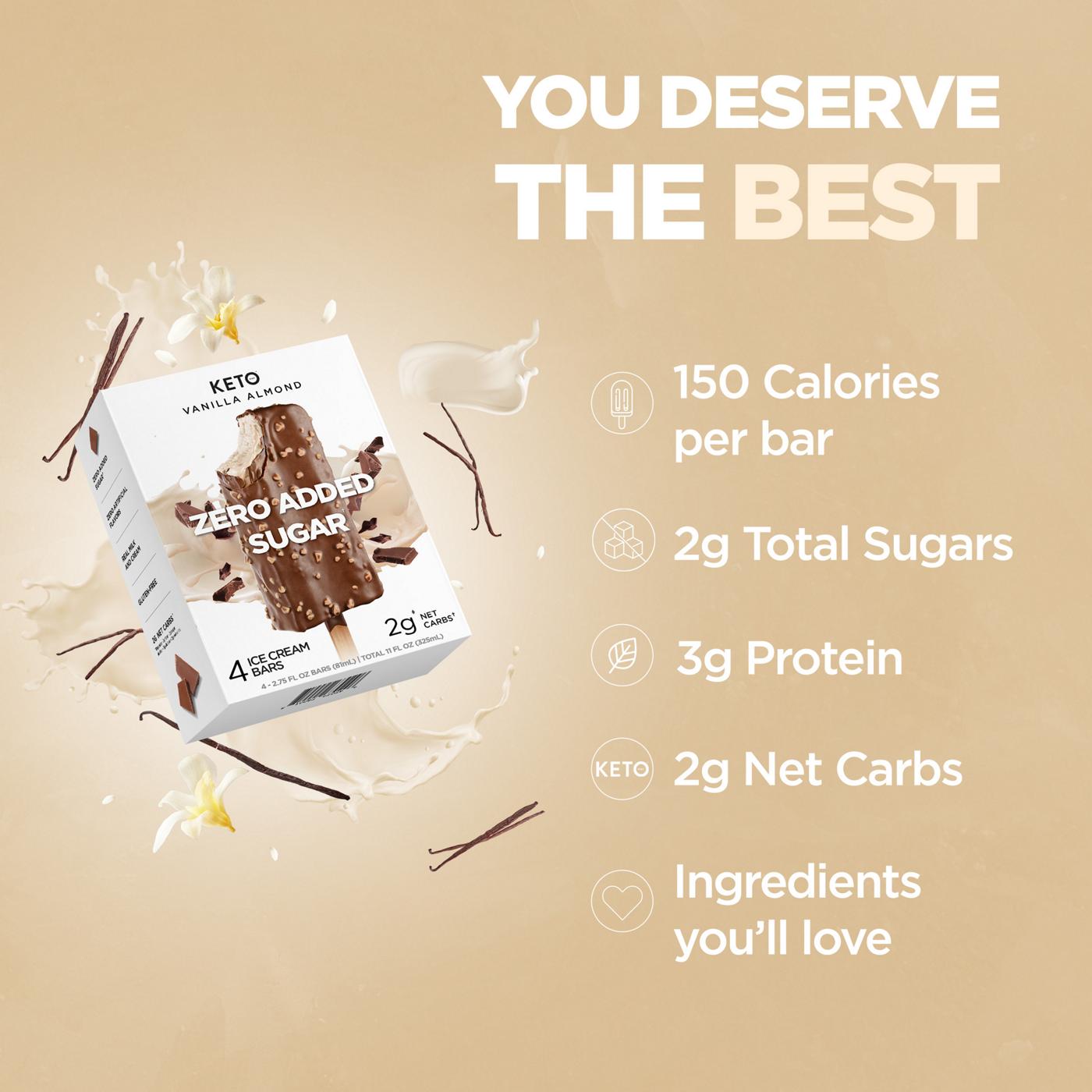 Keto Pint Zero Added Sugar Vanilla Almond Ice Cream Bars; image 5 of 6