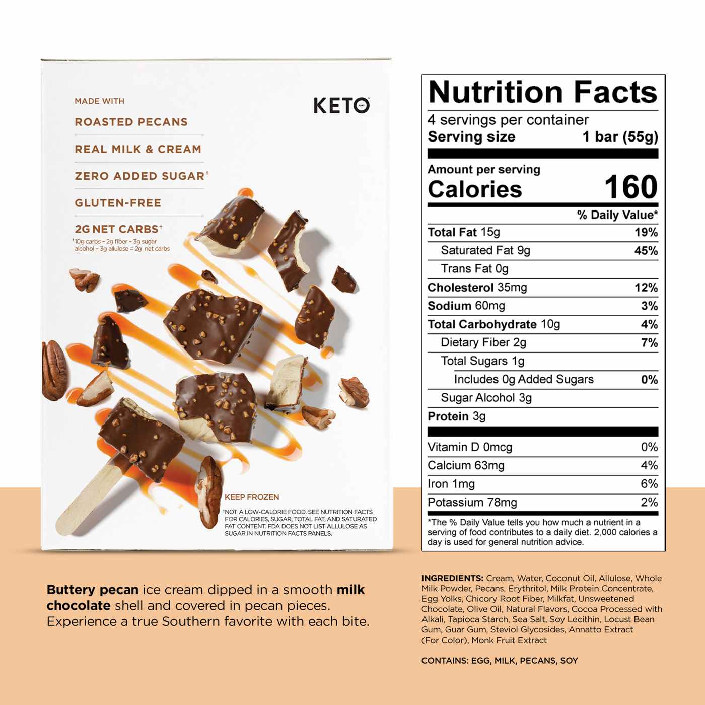 Keto Pint Zero Sugar Added Butter Pecan Ice Cream Bars; image 3 of 5