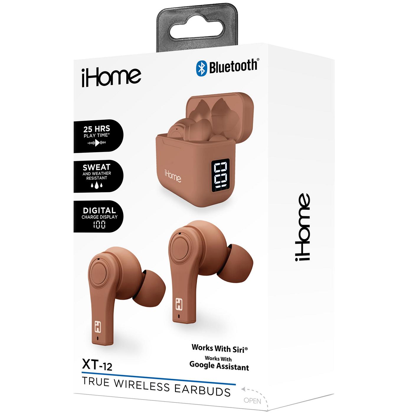 iHome XT-12 True Wireless Earbuds with Charging Case - Tan; image 1 of 2