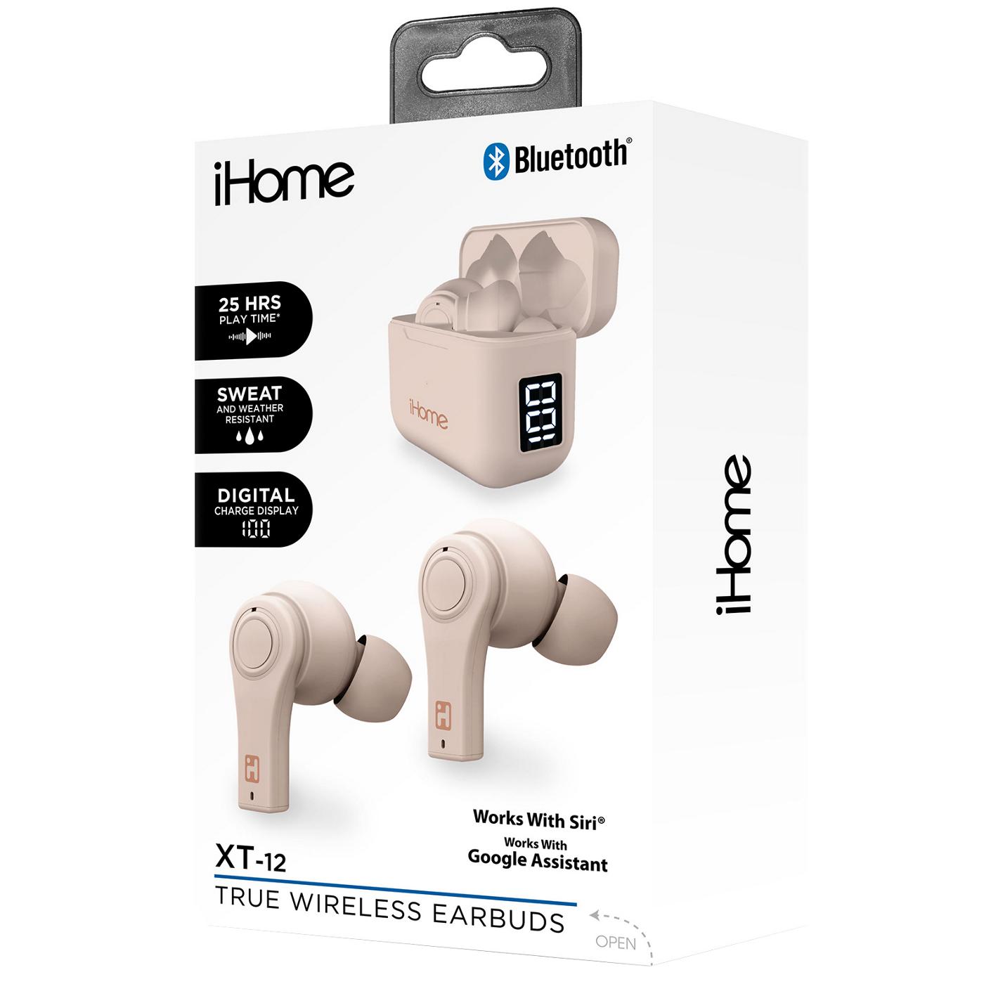 iHome XT 12 True Wireless Earbuds with Charging Case Beige