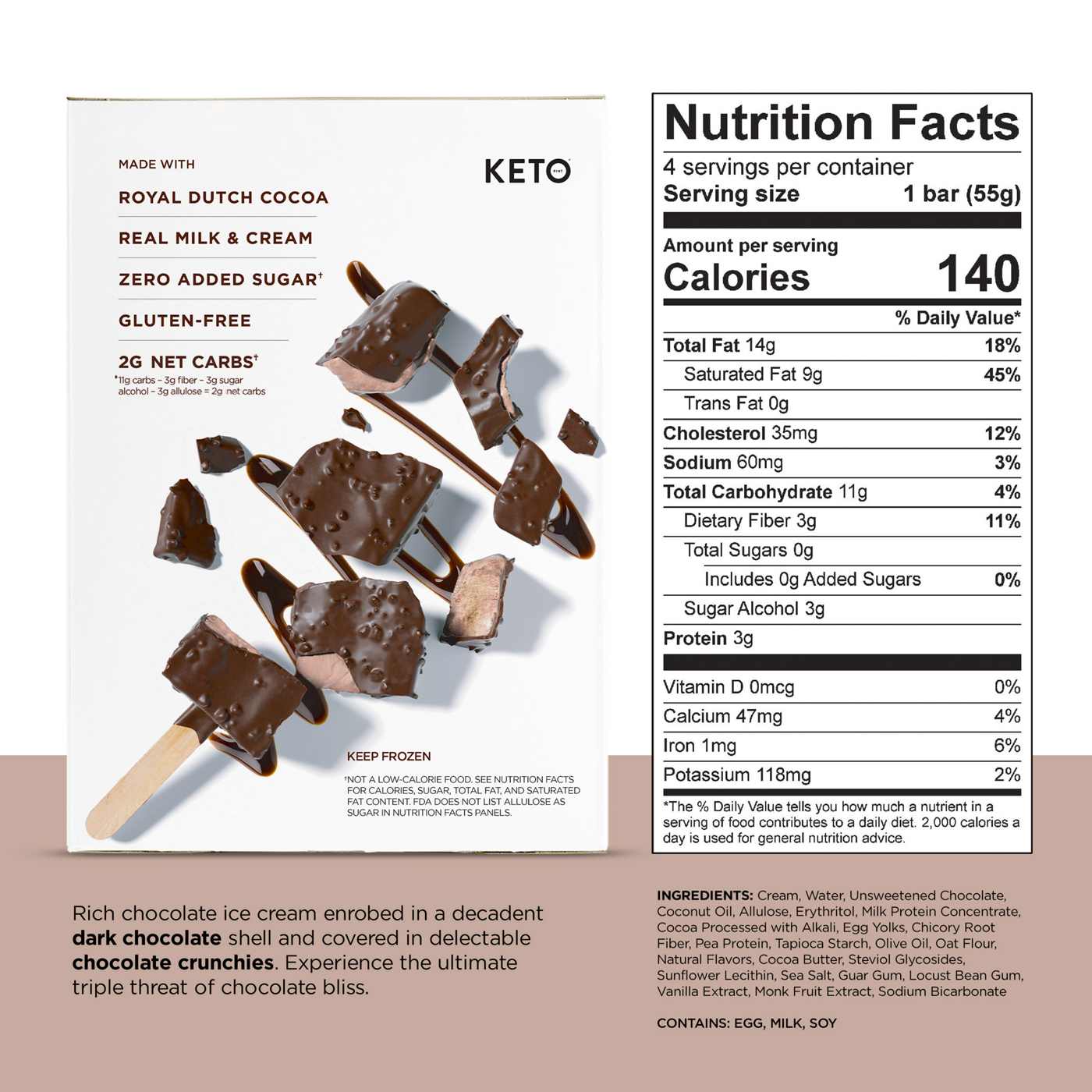 Keto Pint Zero Added Sugar Triple Chocolate Crunch Ice Cream Bars; image 2 of 5