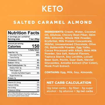 Keto Pint Zero Added Sugar Salted Caramel Almond Ice Cream Bars, 4 ct