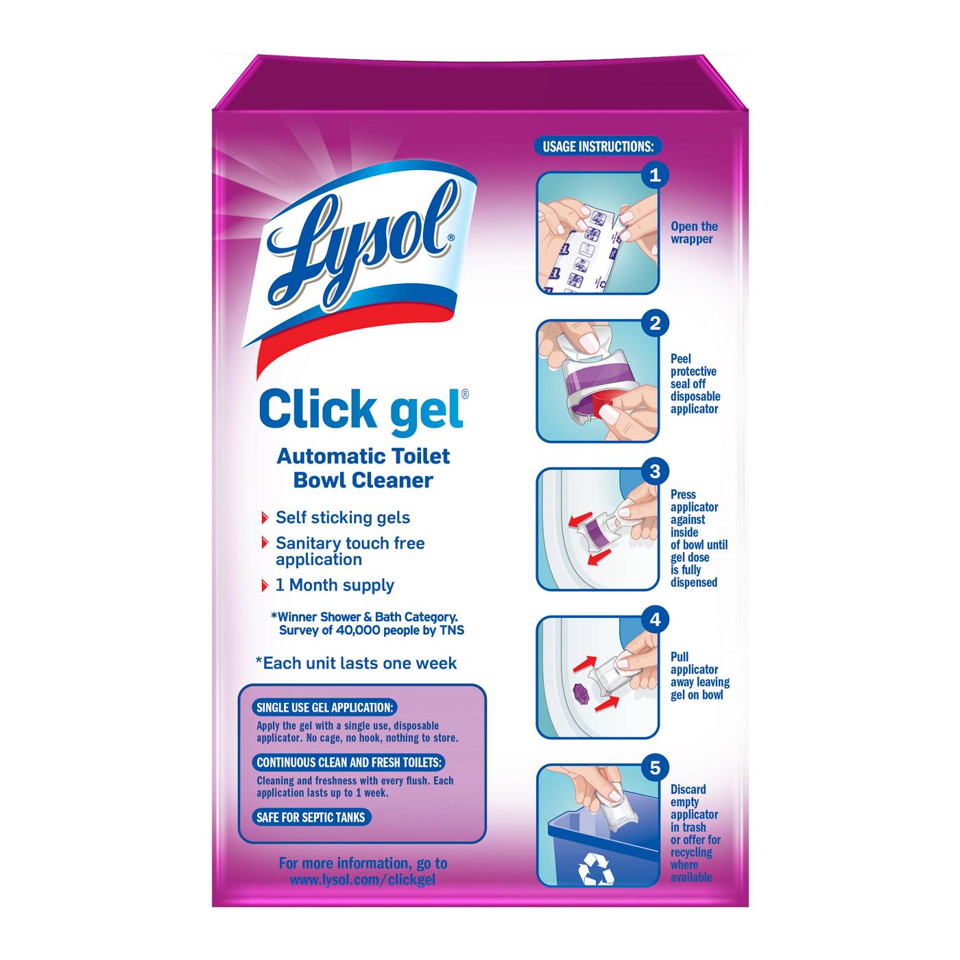 Lysol Click Gel Automatic Toilet Bowl Cleaner Deodorizing and Hygenic - Lavender Fields; image 5 of 5