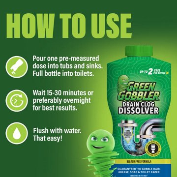 Green Gobbler Drain Clog Dissolver, 31 oz