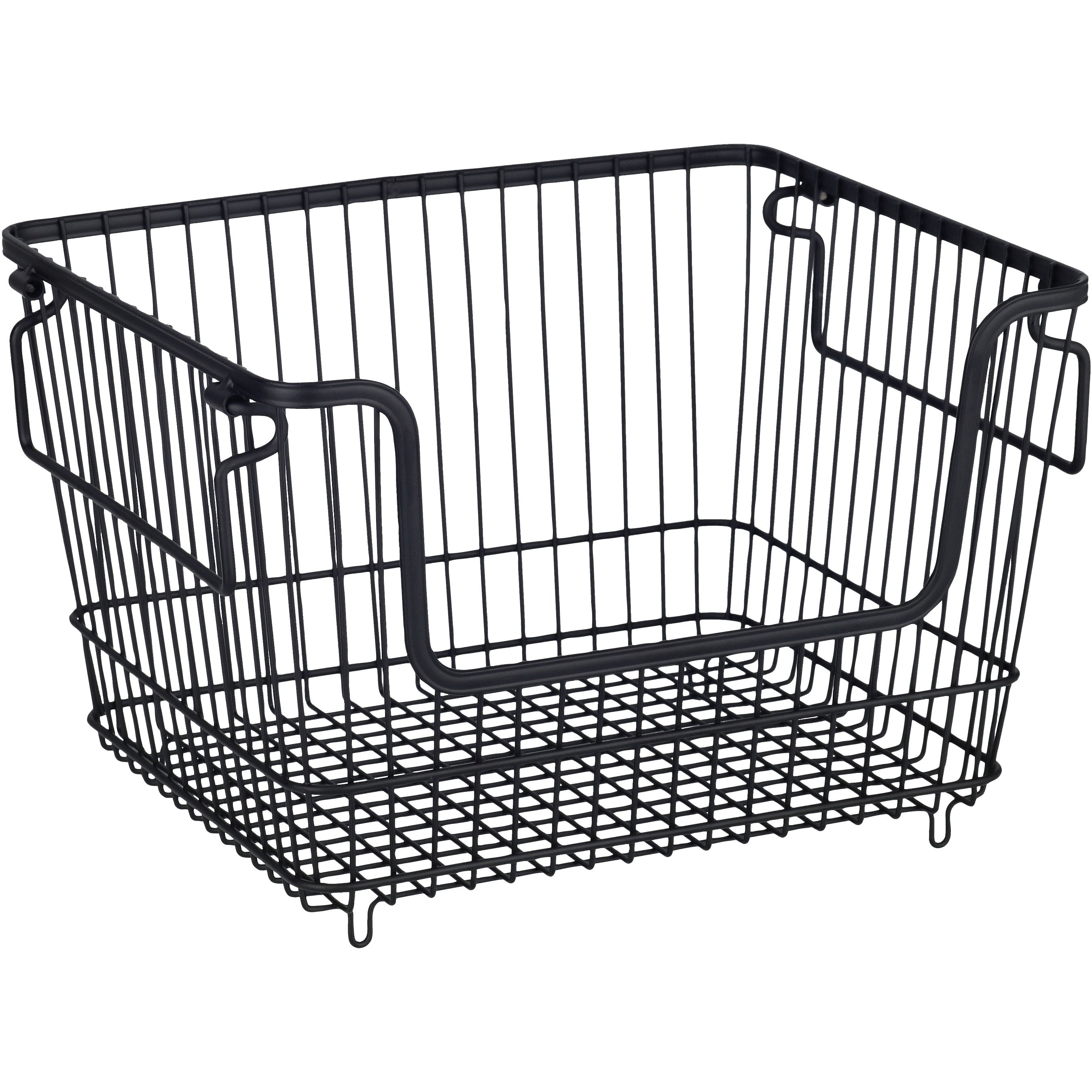 our goods Metal Wire Stacking Storage Bin Black Shop Storage bins
