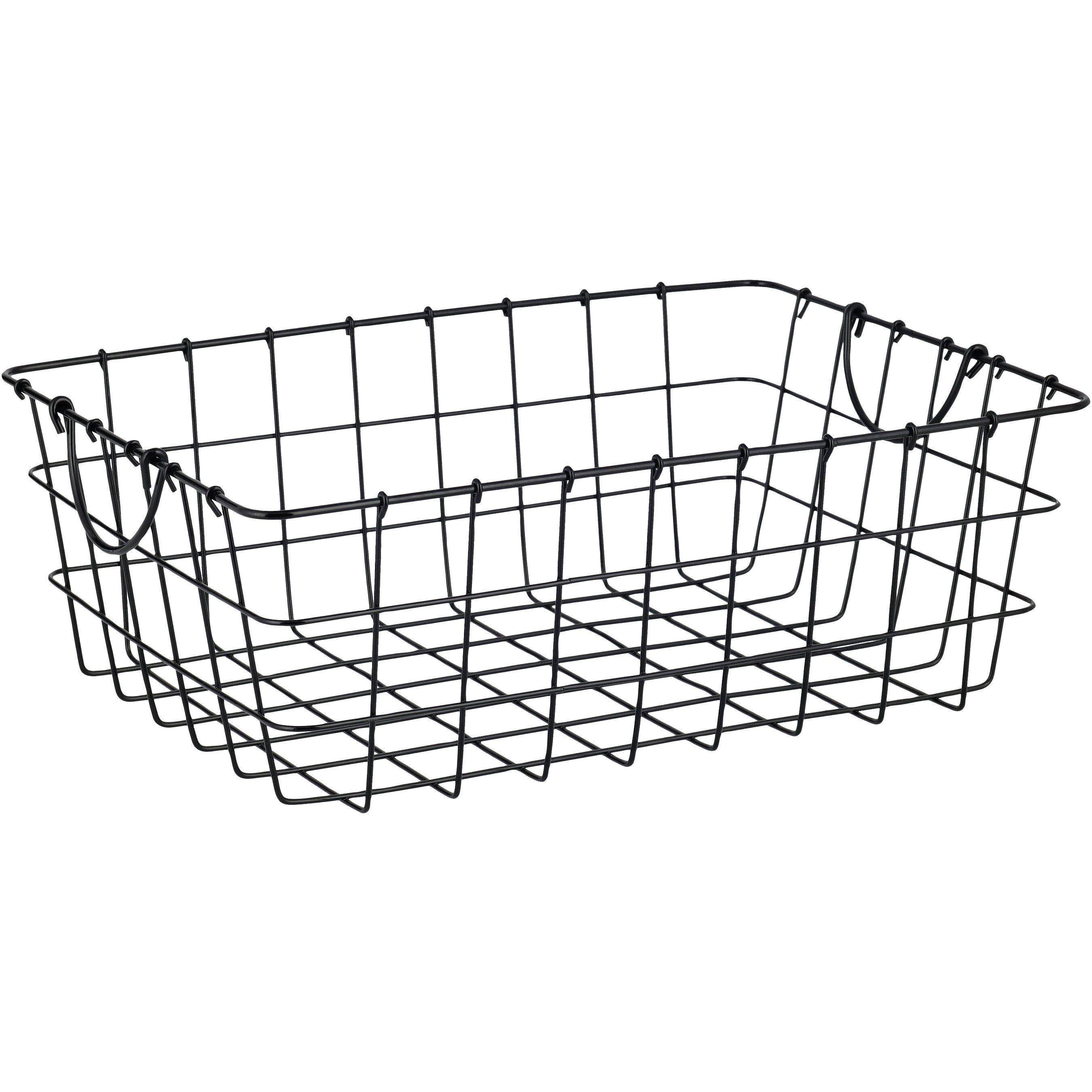 our goods Metal Wire Rectangle Storage Basket Black Shop Storage