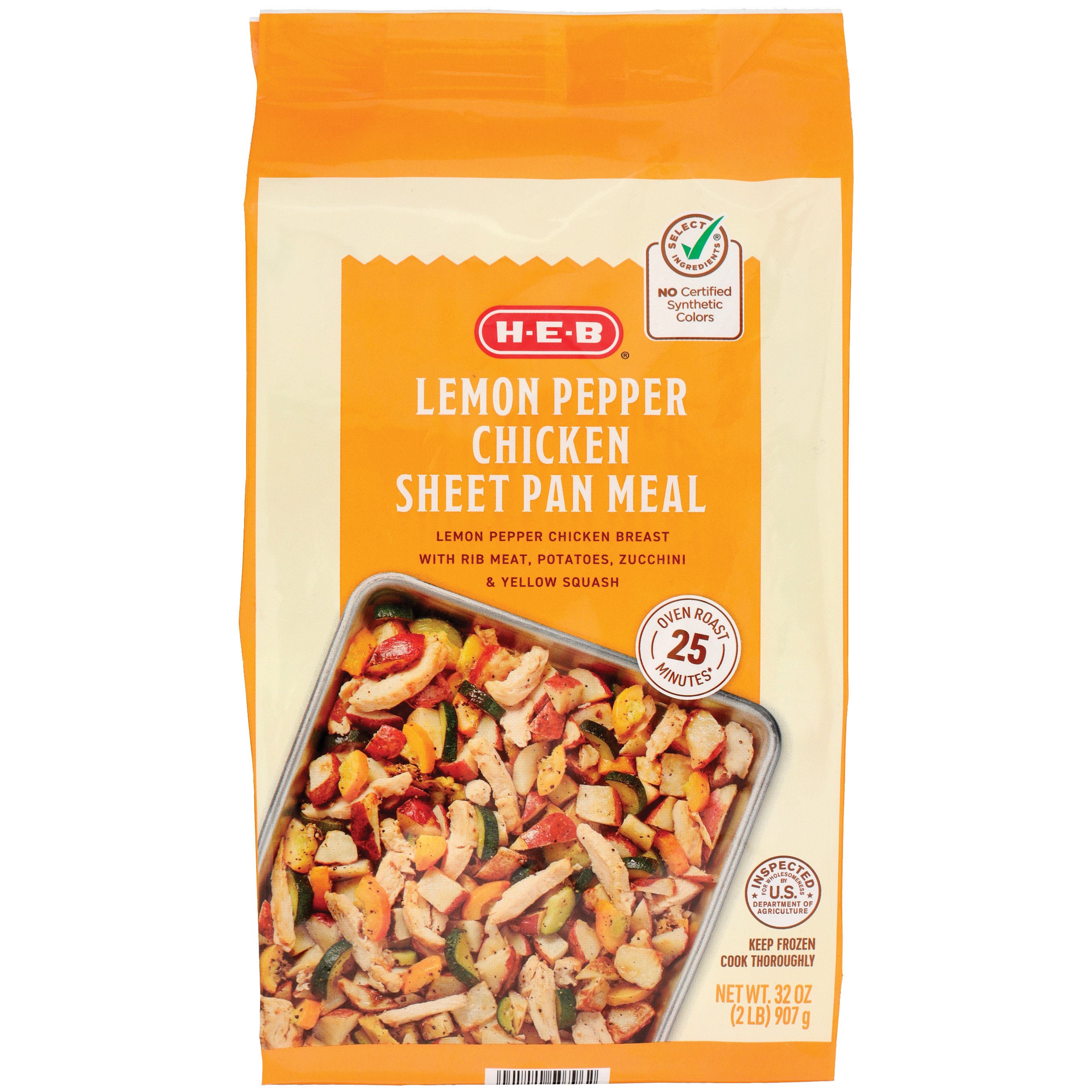 H-E-B Frozen Sheet Pan Meal - Lemon Pepper Chicken, 32 oz
