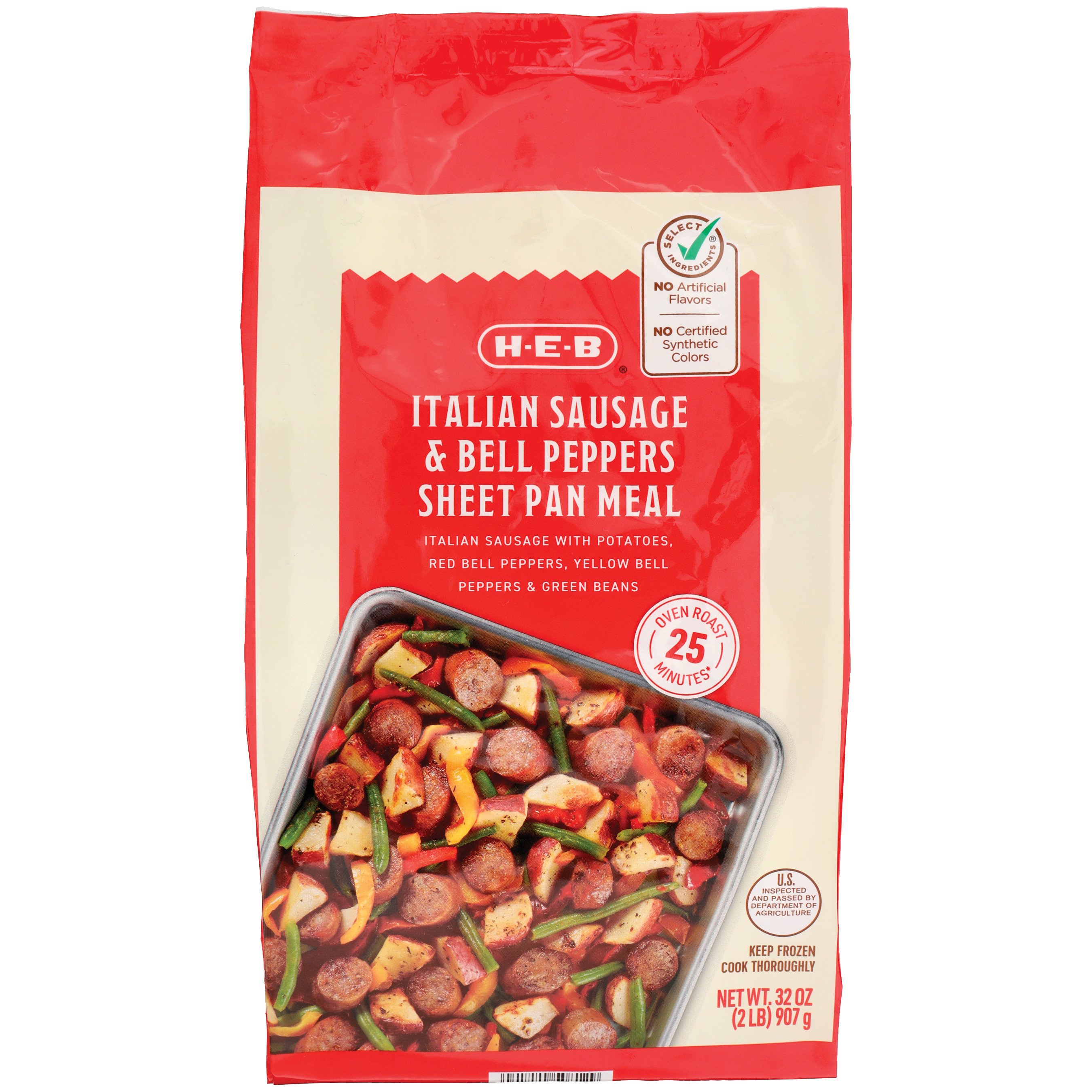 H-E-B Frozen Sheet Pan Meal - Italian Sausage & Peppers, 32 oz
