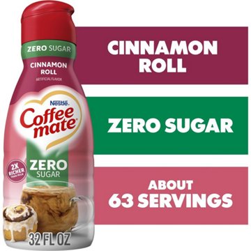 Nestle Coffee Mate Zero Sugar Liquid Coffee Creamer - Cinnamon Roll , 32 oz
