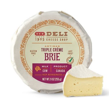 H-E-B Deli Artisan Triple Crème Brie Cheese Wheel, 9 oz