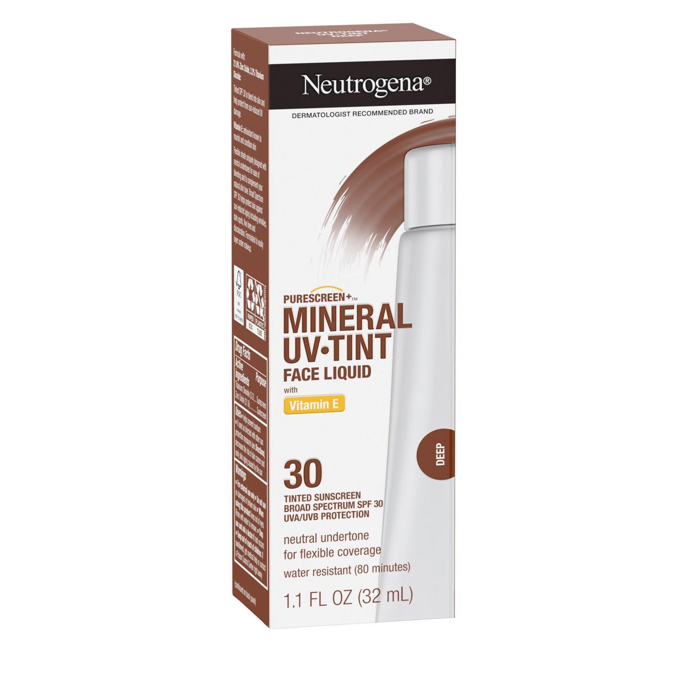 Neutrogena Purescreen+ Mineral Uv Tint Face Liquid With Vitamin E, Tinted Sunscreen Broad Spectrum SPF 30, Deep; image 2 of 8