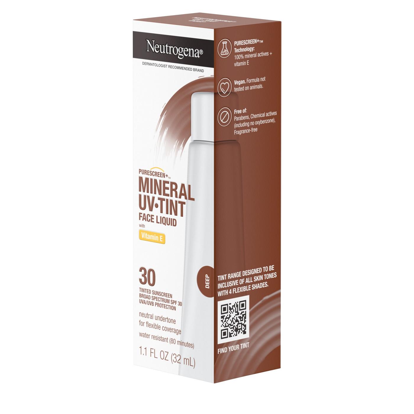 Neutrogena Purescreen+ Mineral Uv Tint Face Liquid With Vitamin E, Tinted Sunscreen Broad Spectrum SPF 30, Deep; image 3 of 8