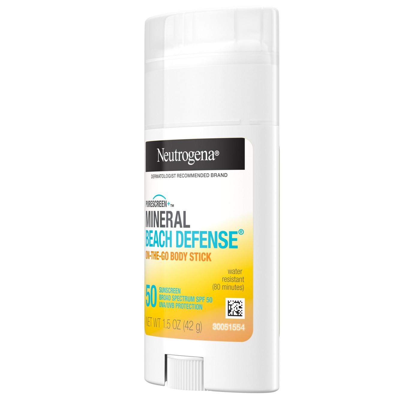 Neutrogena Purescreen+ Mineral Beach Defense On-The-Go Body Stick Sunscreen - SPF 50; image 3 of 6