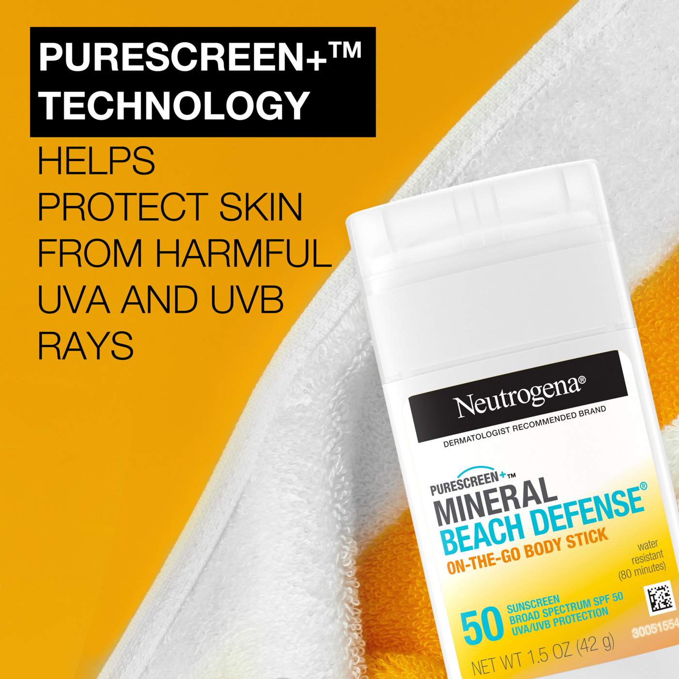 Neutrogena Purescreen+ Mineral Beach Defense On-The-Go Body Stick Sunscreen - SPF 50; image 6 of 6