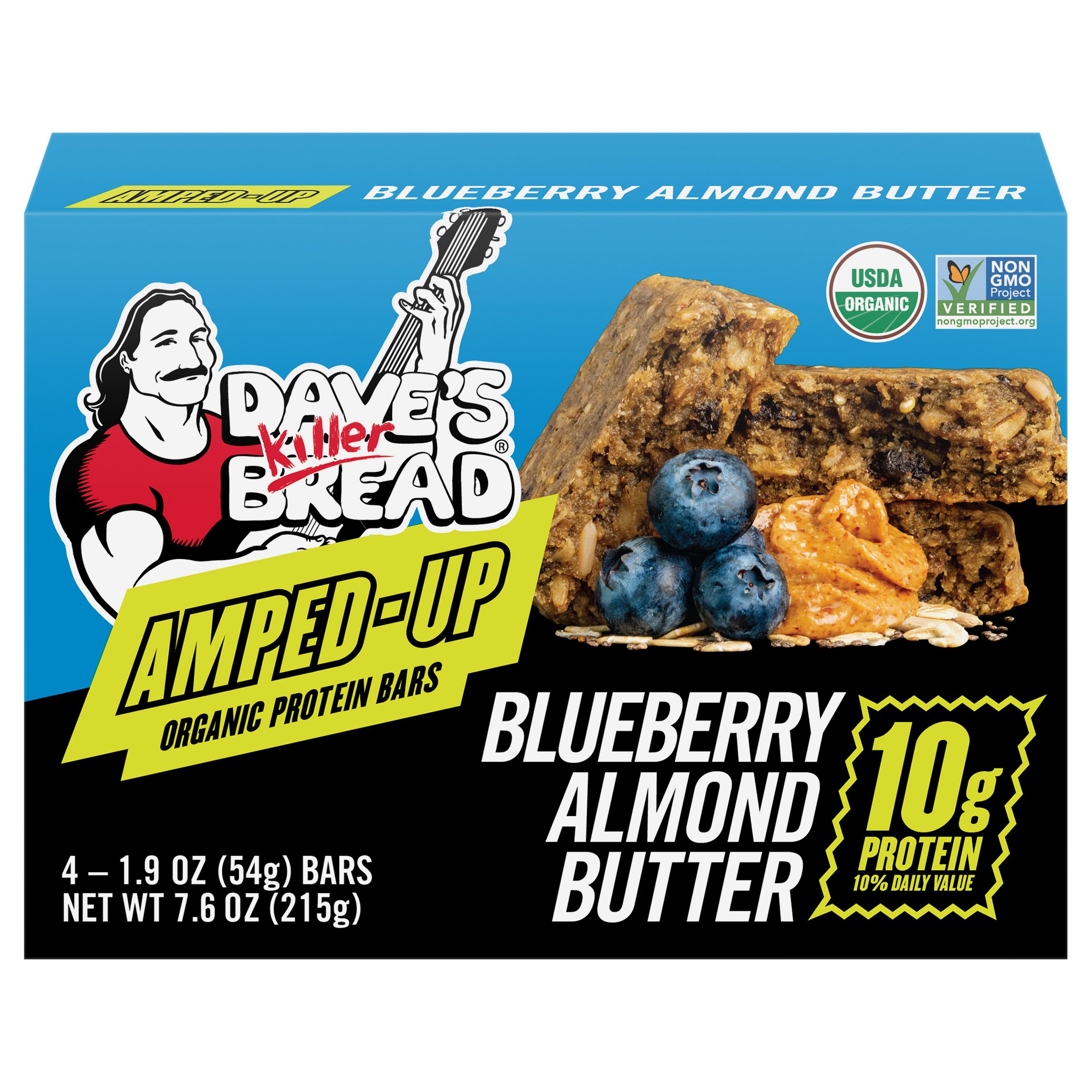 Dave's Killer Bread 10g Protein AmpedUp Bars Blueberry Almond Butter