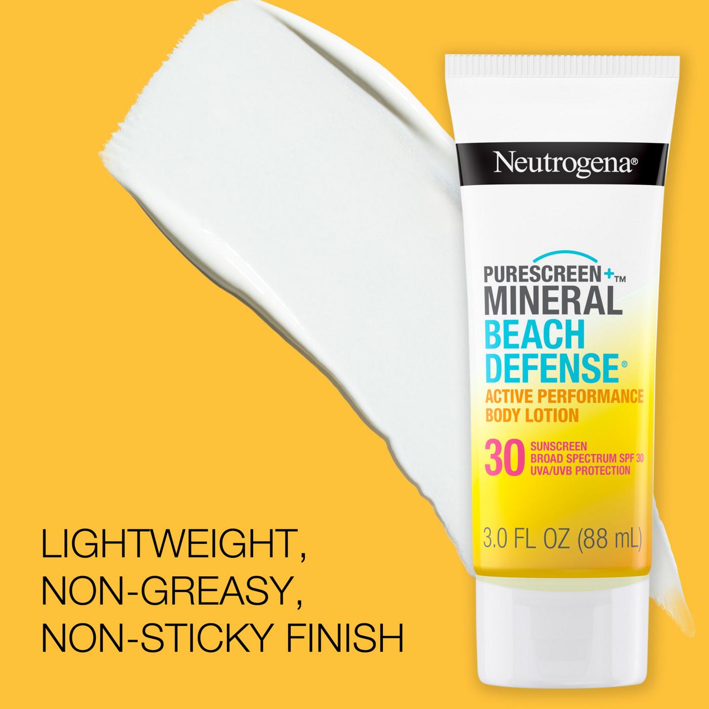 Neutrogena Purescreen+ Mineral Beach Defense Active Performance Body Lotion Sunscreen, Broad Spectrum SPF 30; image 2 of 7