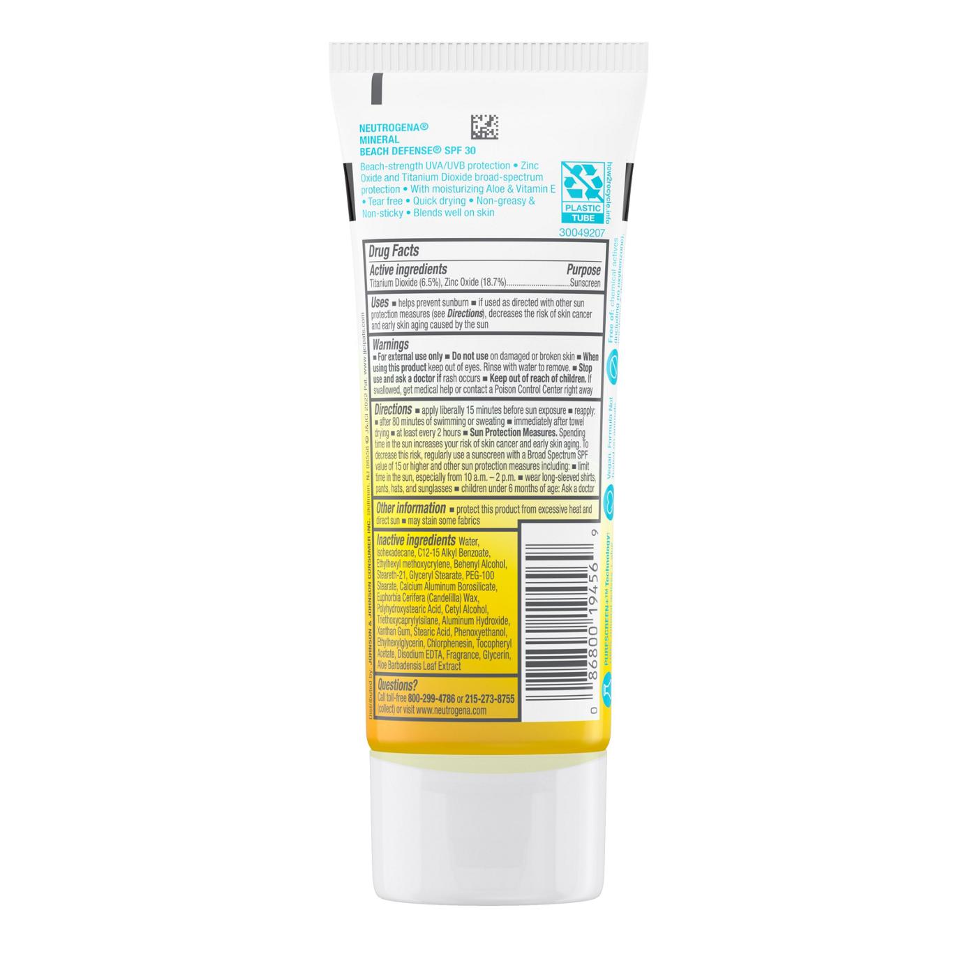 Neutrogena Purescreen+ Mineral Beach Defense Active Performance Body Lotion Sunscreen, Broad Spectrum SPF 30; image 6 of 7