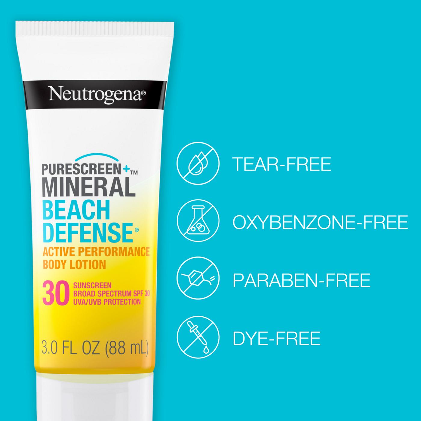 Neutrogena Purescreen+ Mineral Beach Defense Active Performance Body Lotion Sunscreen, Broad