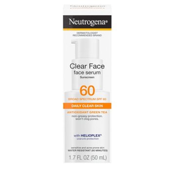 Neutrogena Clear Face Serum Sunscreen With Green Tea Broad Spectrum SPF 60+ Fragrance Free