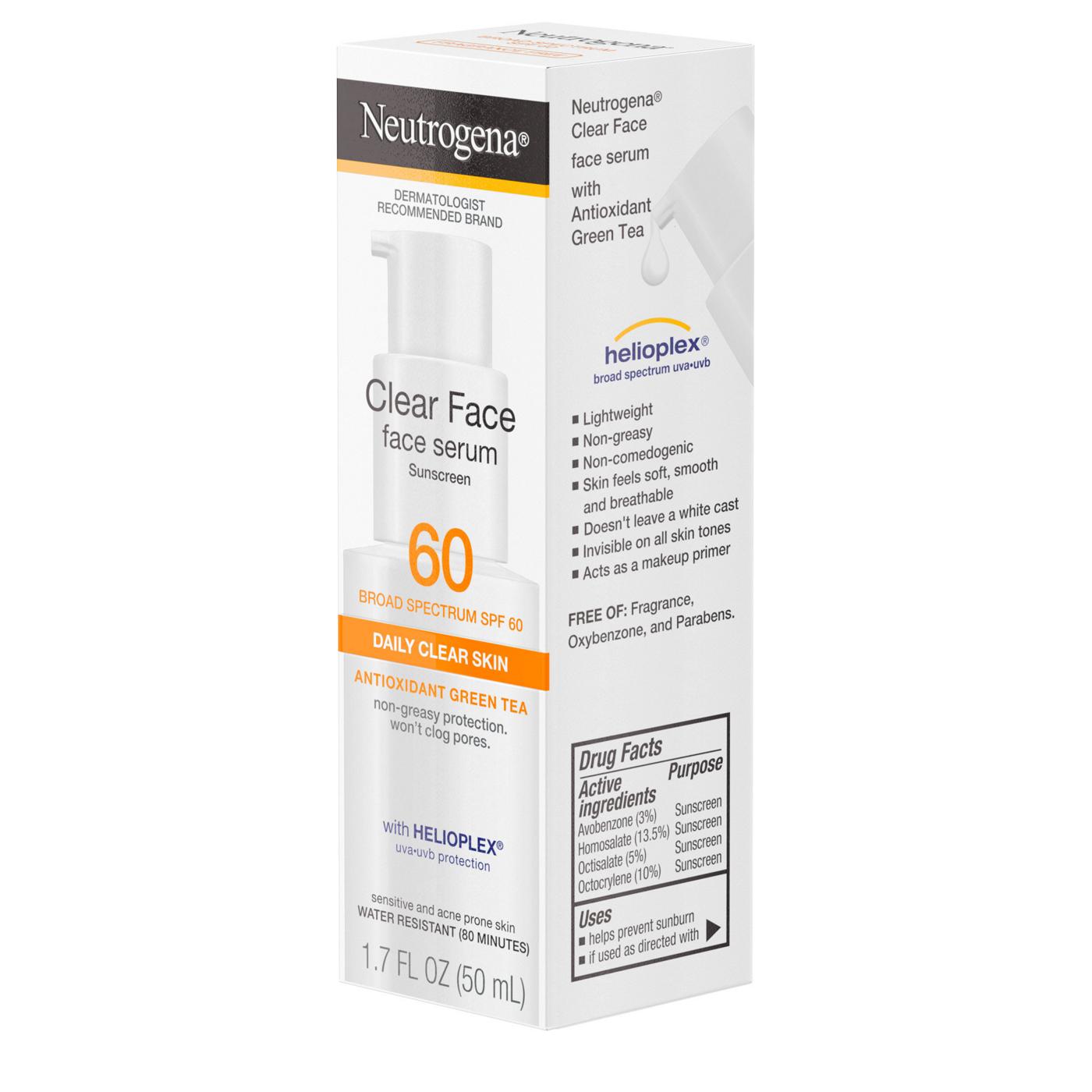 Neutrogena Clear Face Serum Sunscreen With Green Tea Broad Spectrum SPF 60+ Fragrance Free; image 4 of 8