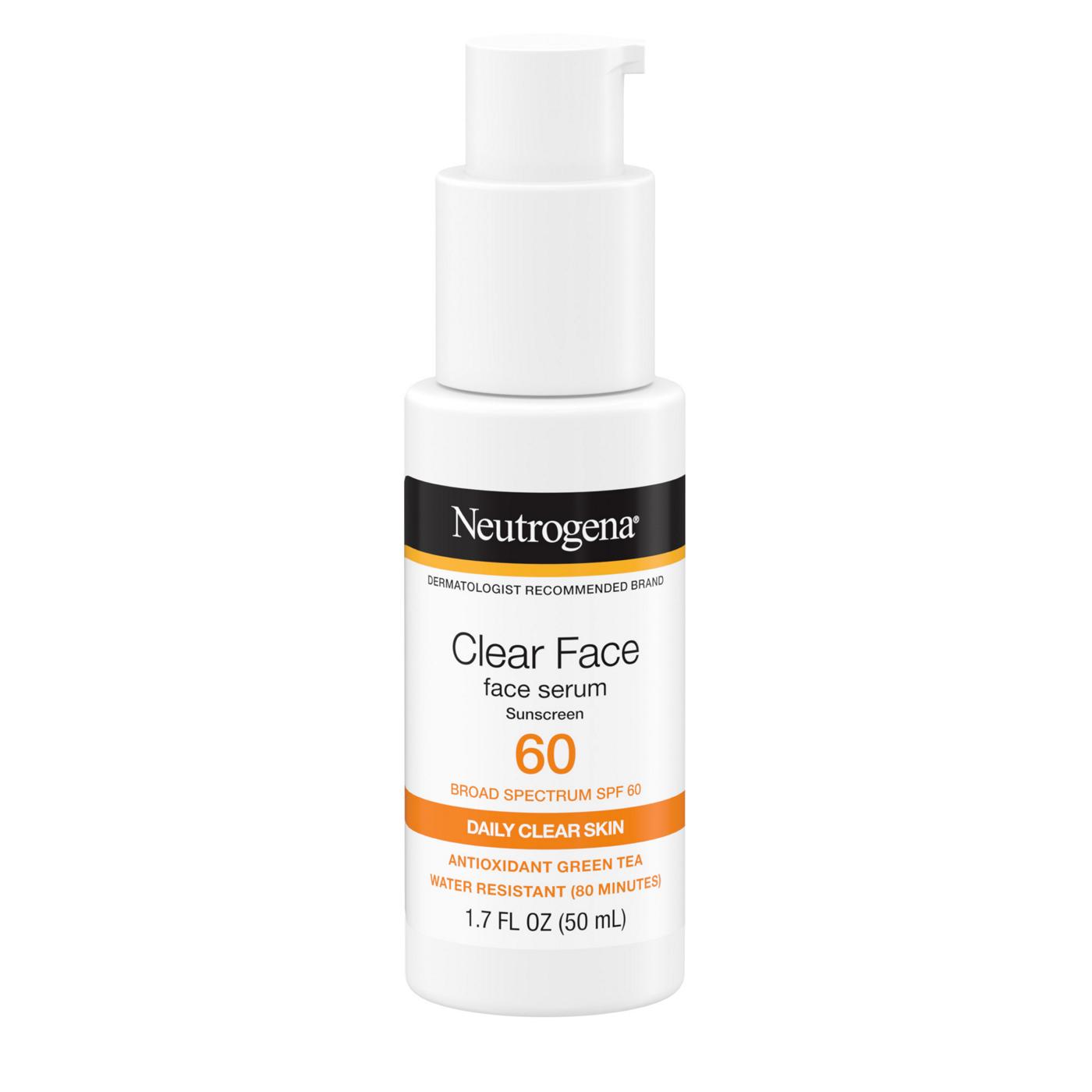 Neutrogena Clear Face Serum Sunscreen With Green Tea Broad Spectrum SPF 60+ Fragrance Free; image 7 of 8