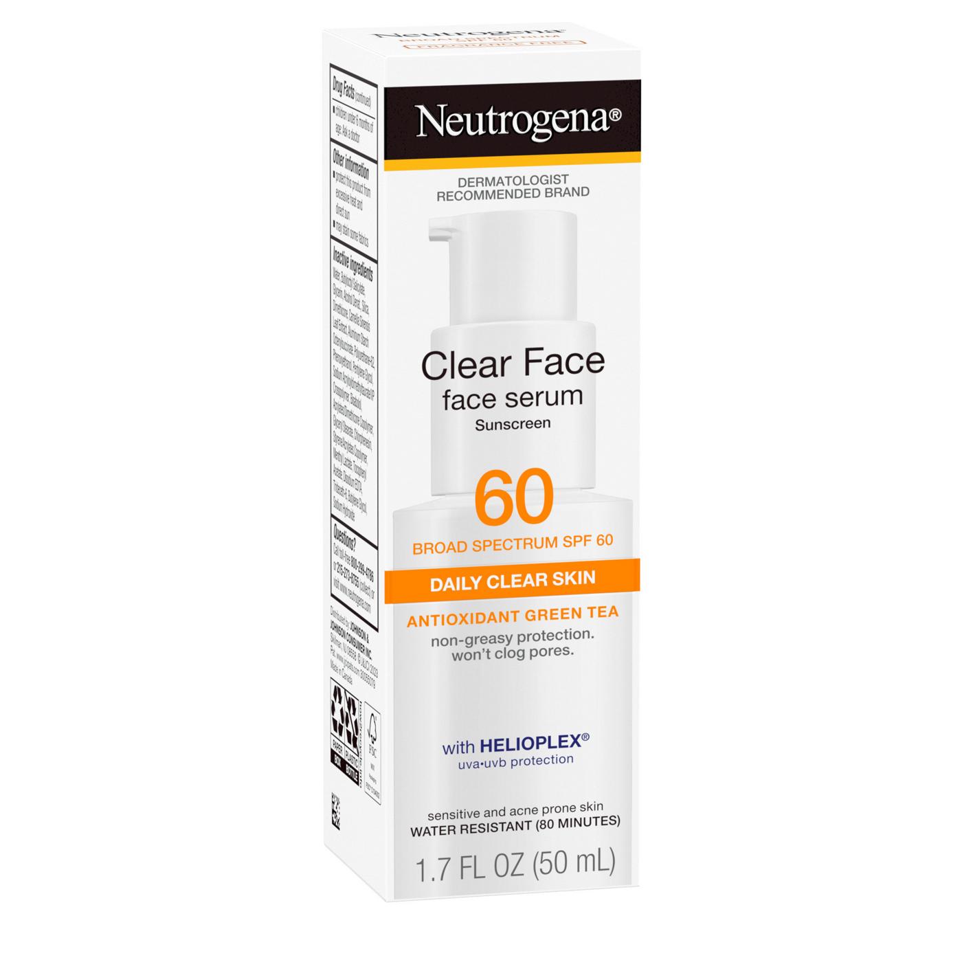 Neutrogena Clear Face Serum Sunscreen With Green Tea Broad Spectrum SPF 60+ Fragrance Free; image 8 of 8