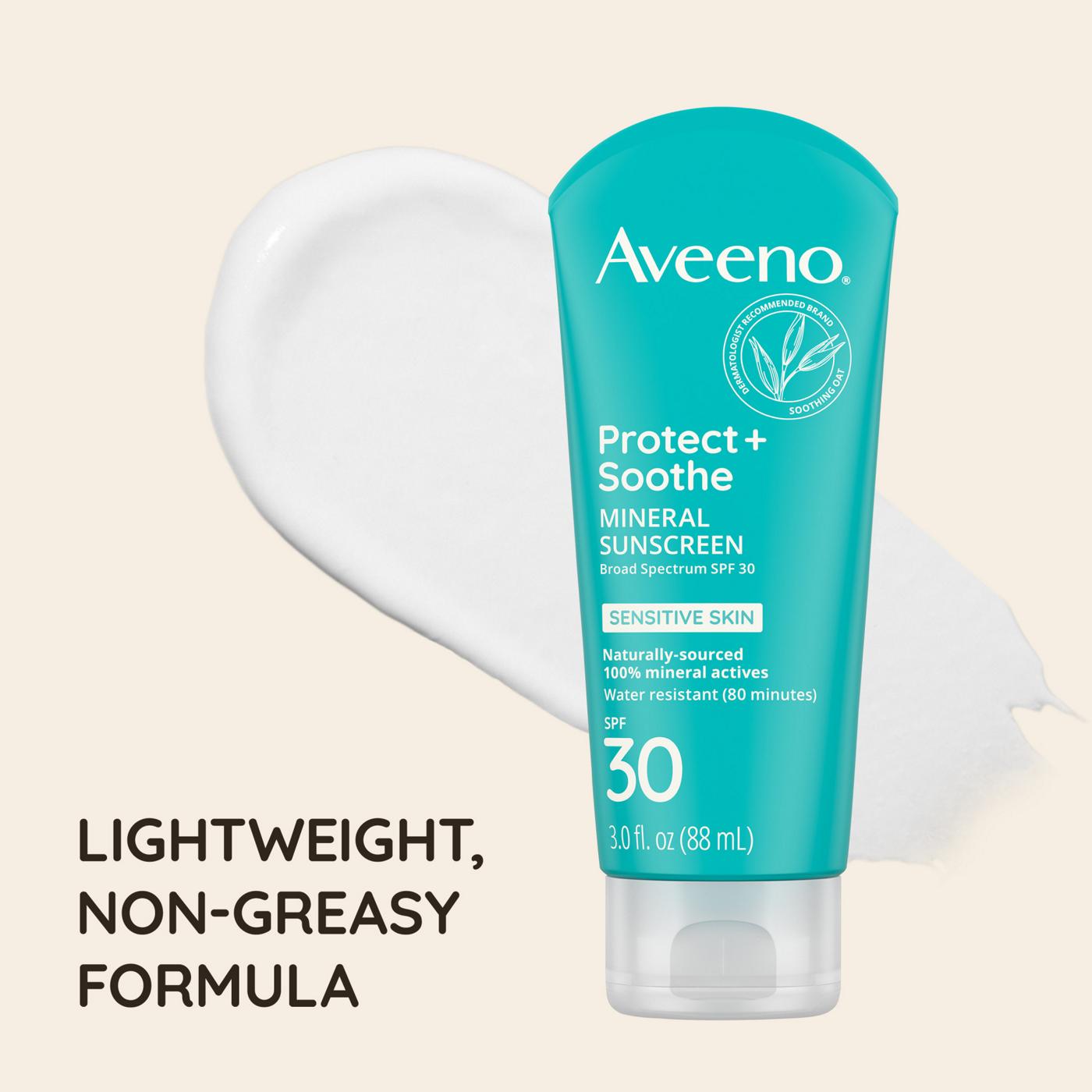 Aveeno Protect + Soothe Mineral Sunscreen Broad Spectrum SPF 30; image 4 of 8