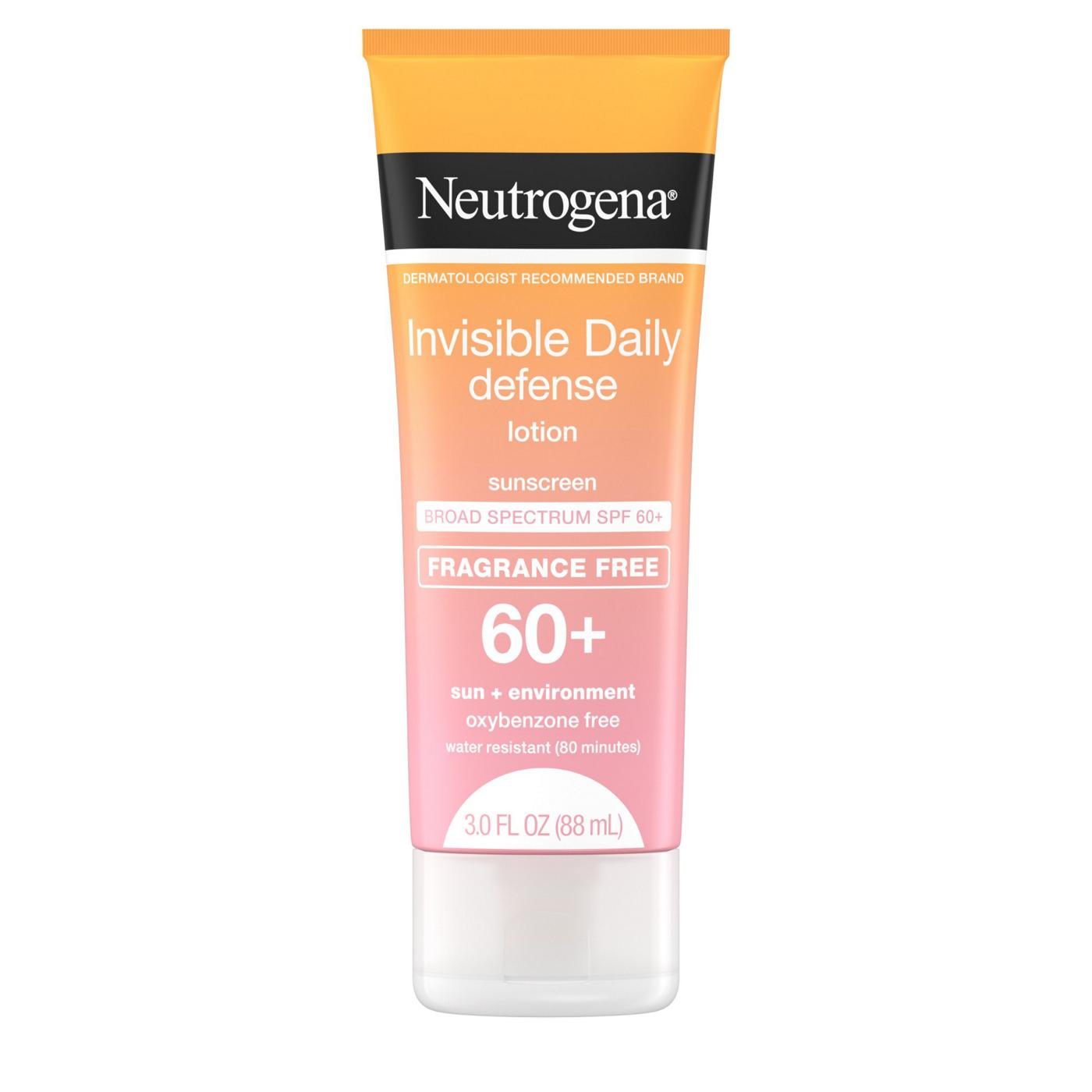 Neutrogena Invisible Daily Defense Sunscreen Lotion Broad Spectrum SPF 60+ Fragrance Free; image 1 of 8