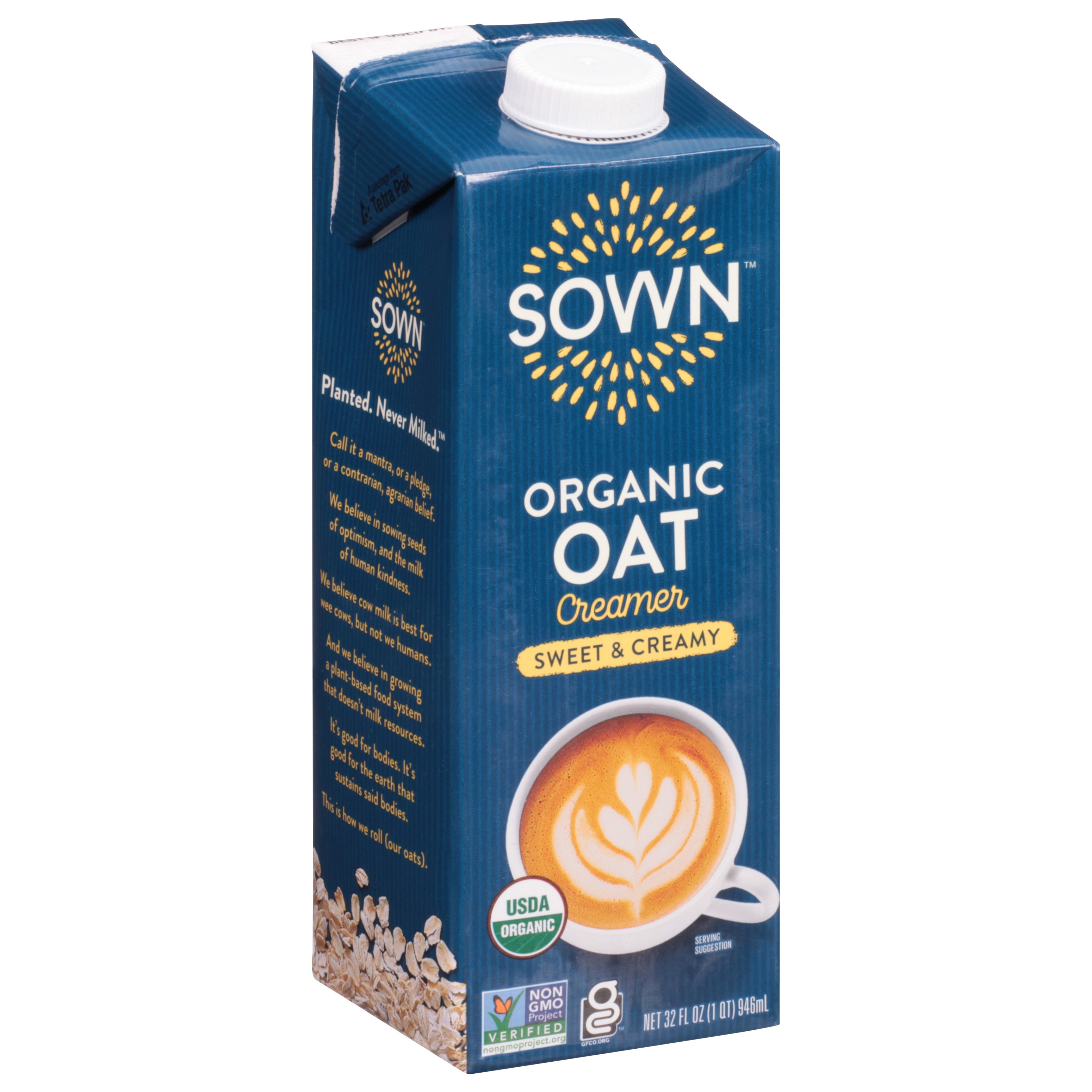 Sown Organic Sweet & Creamy Oat Milk Coffee Creamer Shop Coffee