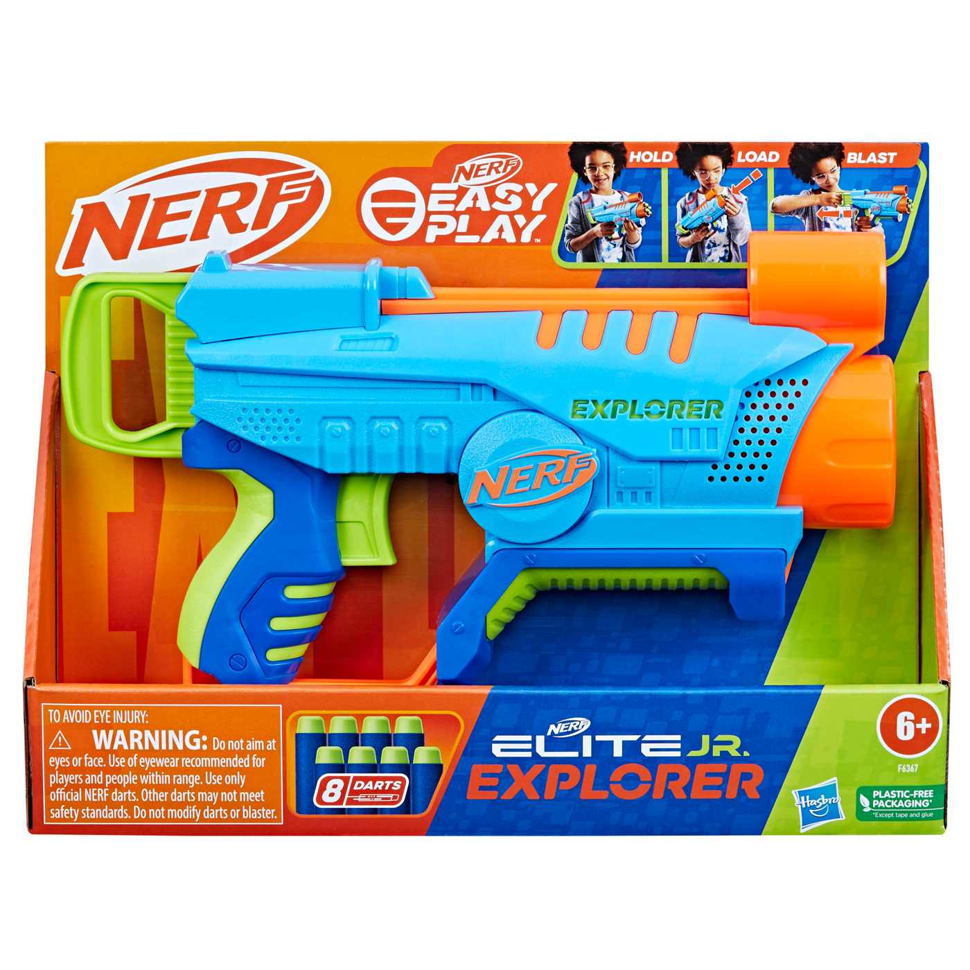 Nerf Elite Junior Explorer Easy Play Kids Toy Blaster with 8 Darts 