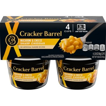 Cracker Barrel Macaroni & Cheese Sharp Cheddar Cups, 4 ct