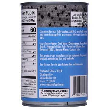 Cole's Chesapeake Cream of Crab Soup, 15 oz