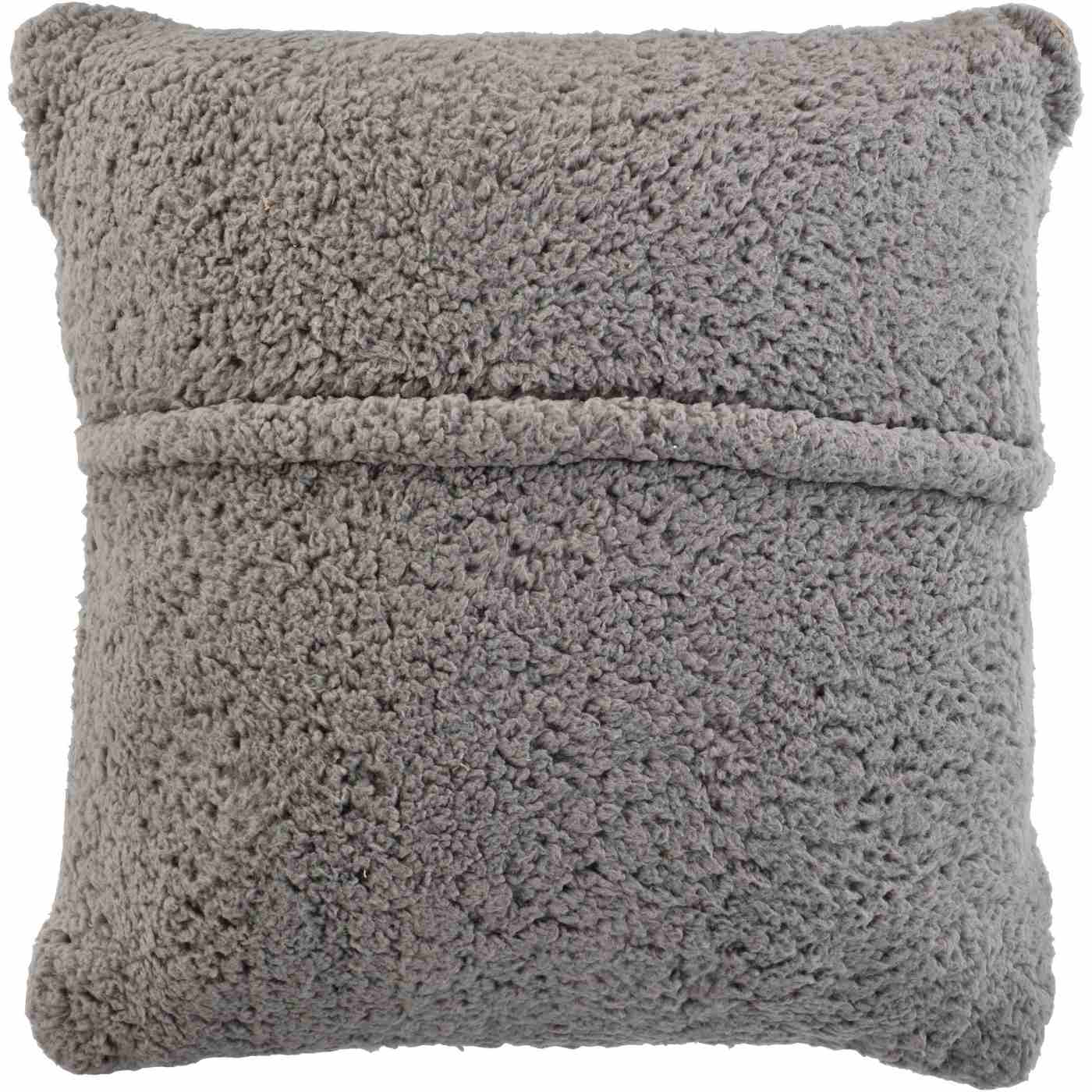 Destination Holiday Sherpa Square Pillow & Throw Blanket Set Grey