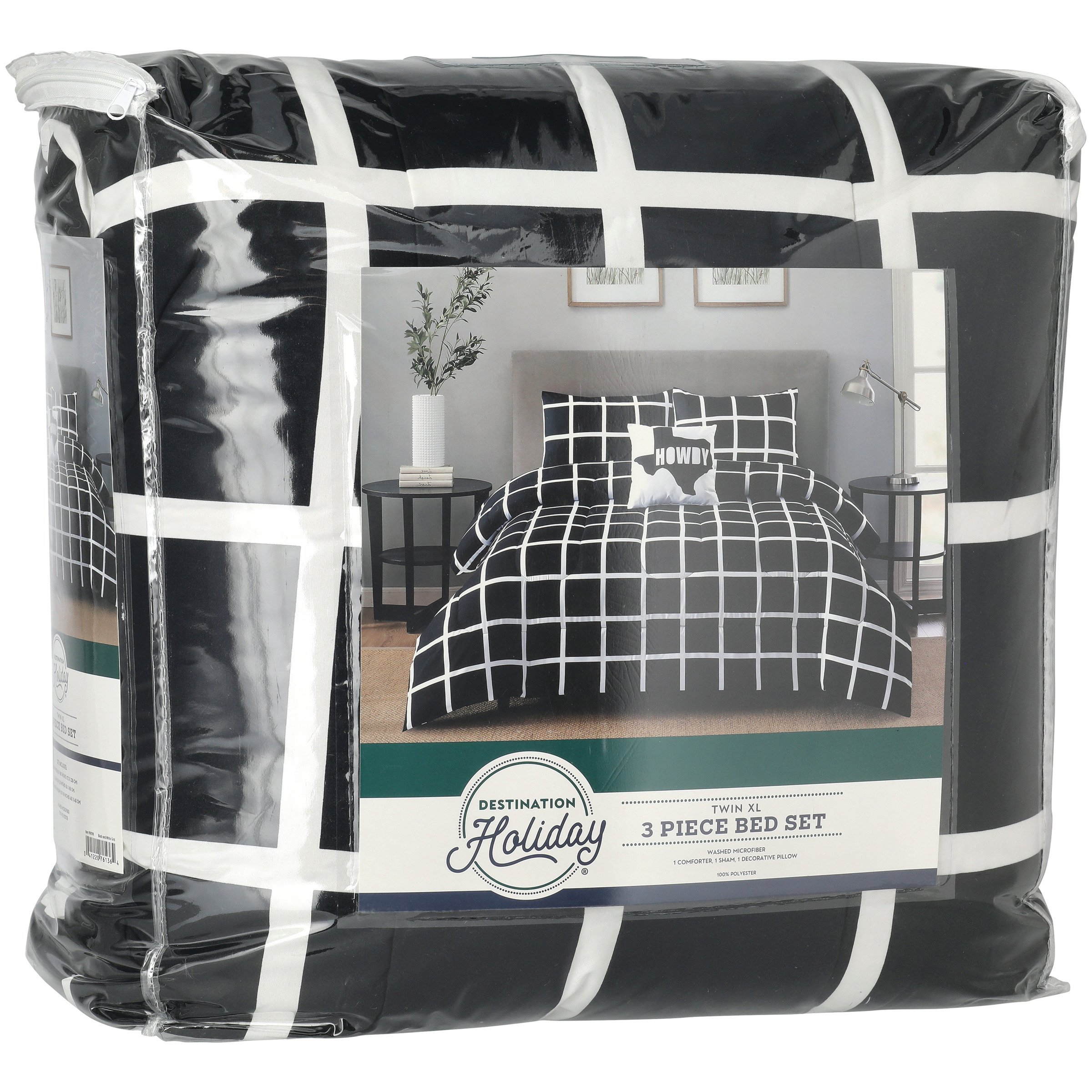 Destination Holiday Grids Bed Set Black/White, 3 pc Shop Sheet sets