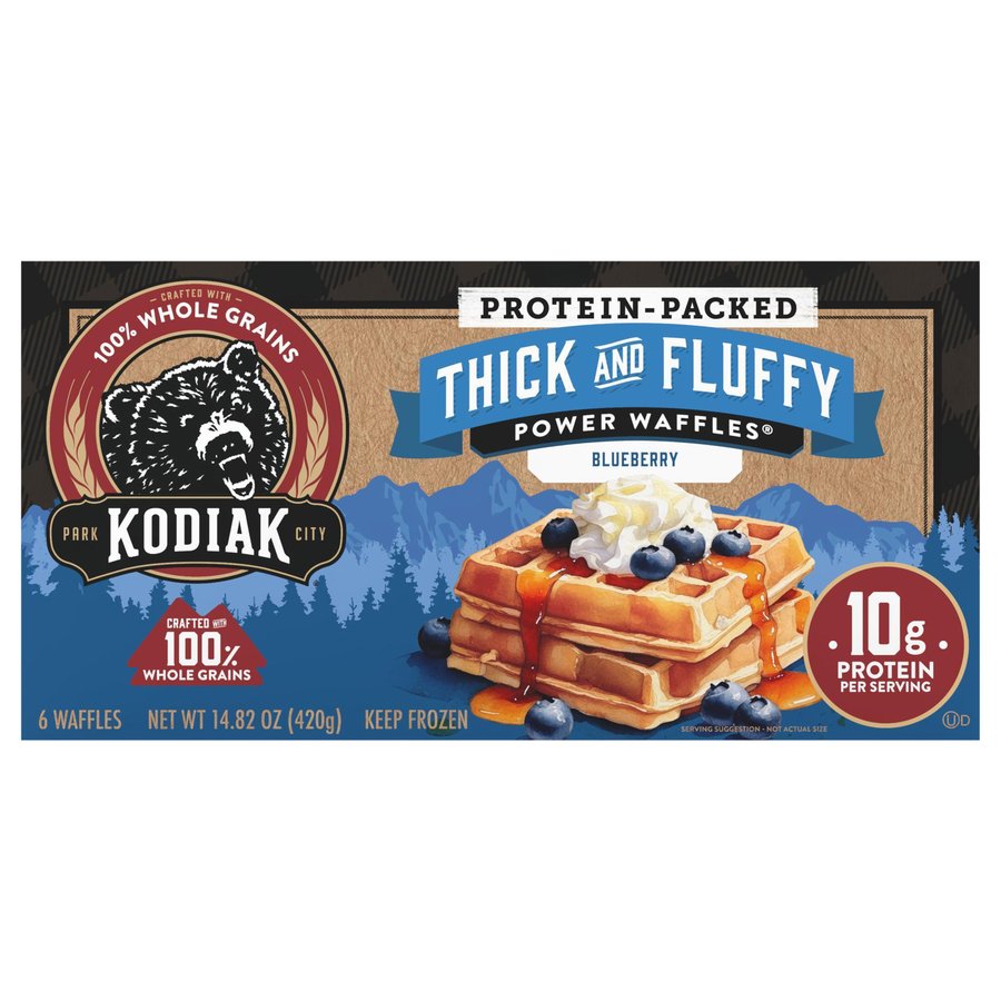 Kodiak 10g Protein Thick & Fluffy Power Waffles - Blueberry, 6 ct