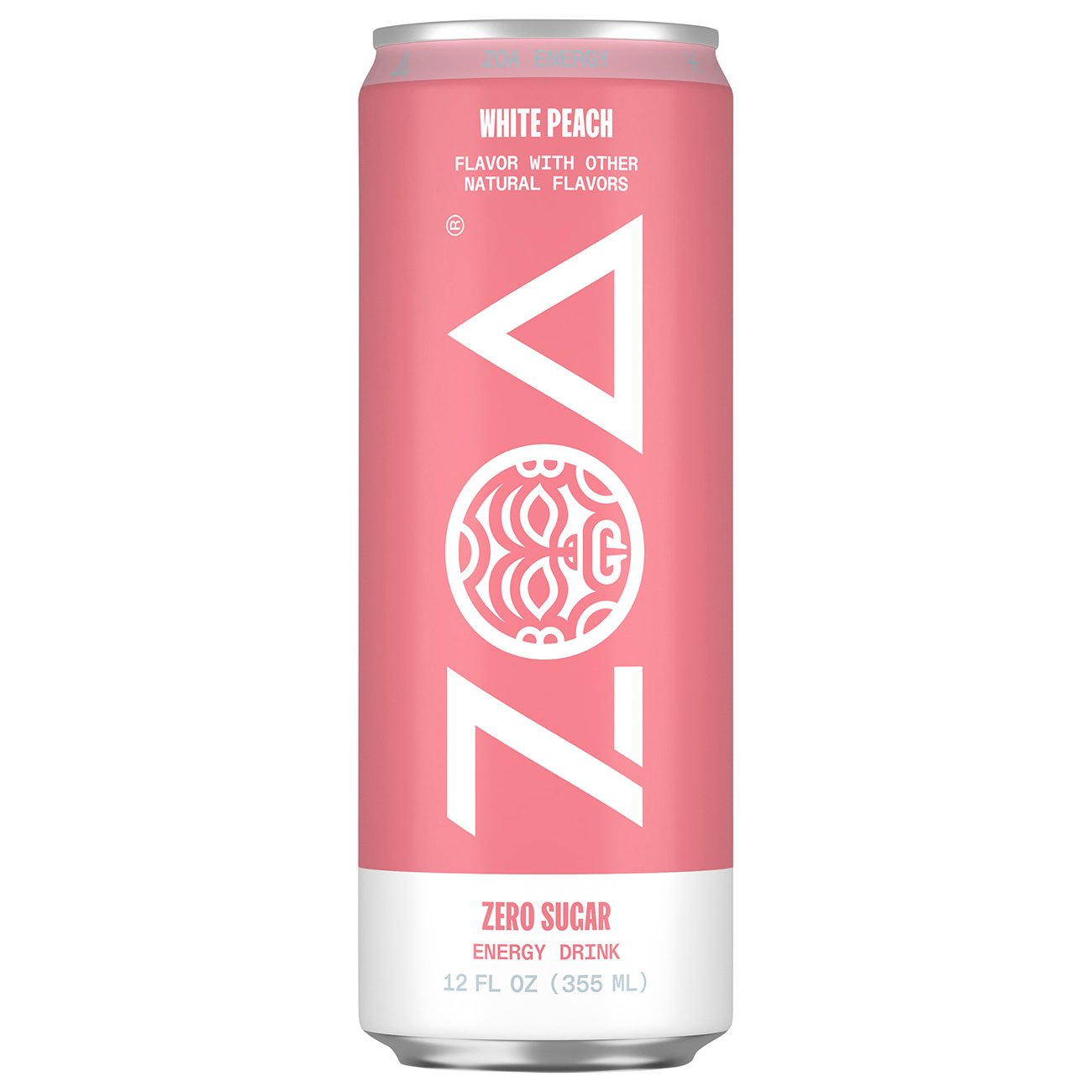 ZOA Zero Sugar Energy Drink - White Peach, 12 oz
