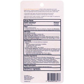 CeraVe InvisibleZinc Sunscreen Stick Broad Spectrum SPF 50, 0.47 oz