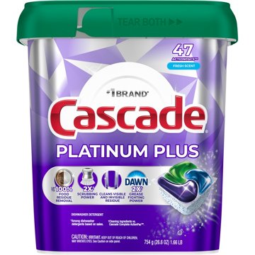 Cascade Platinum Plus Dishwasher Pods, Fresh Scent, 47 ct