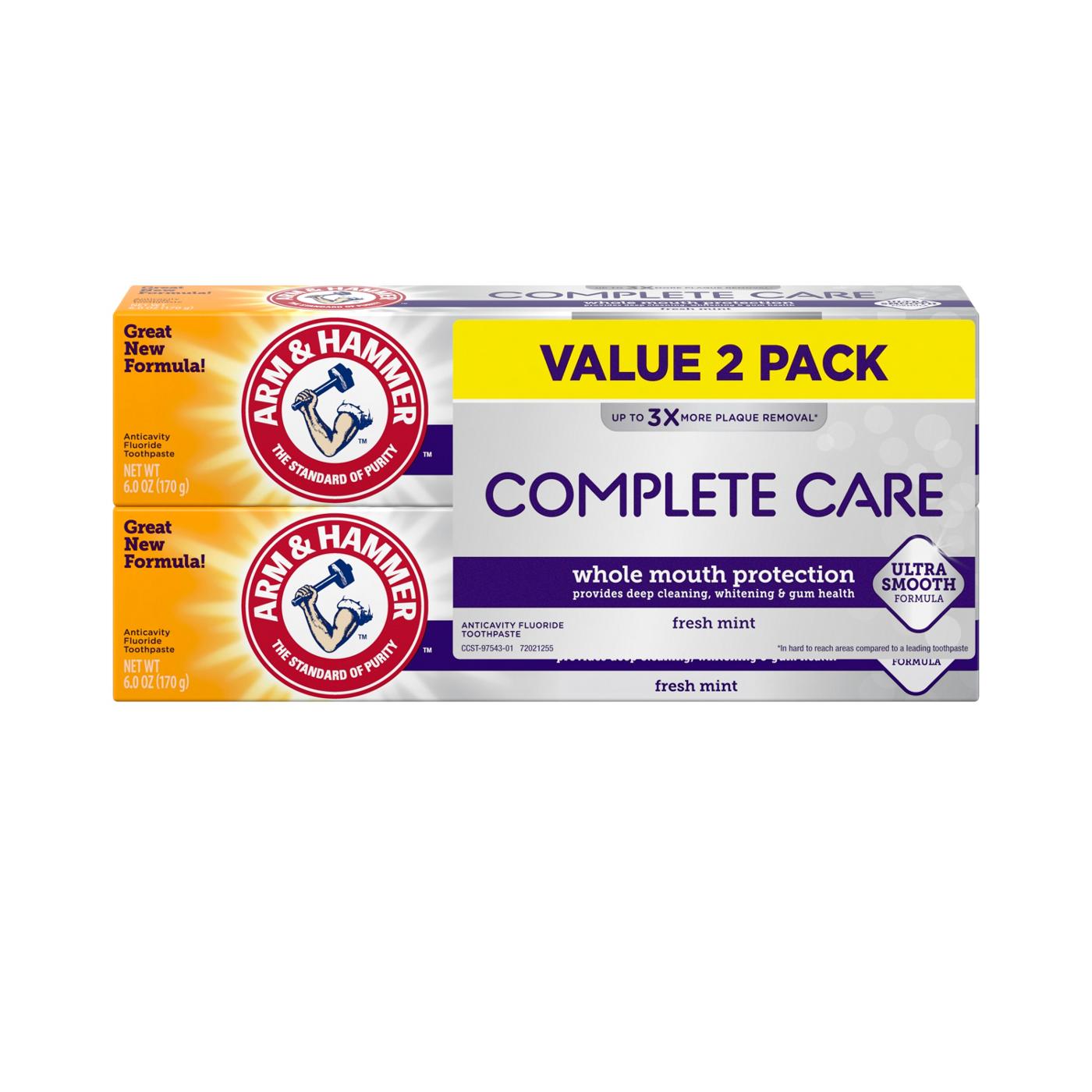Arm & Hammer Complete Care Fresh Mint Anticavity Fluoride Toothpaste, 2 Pk; image 1 of 2
