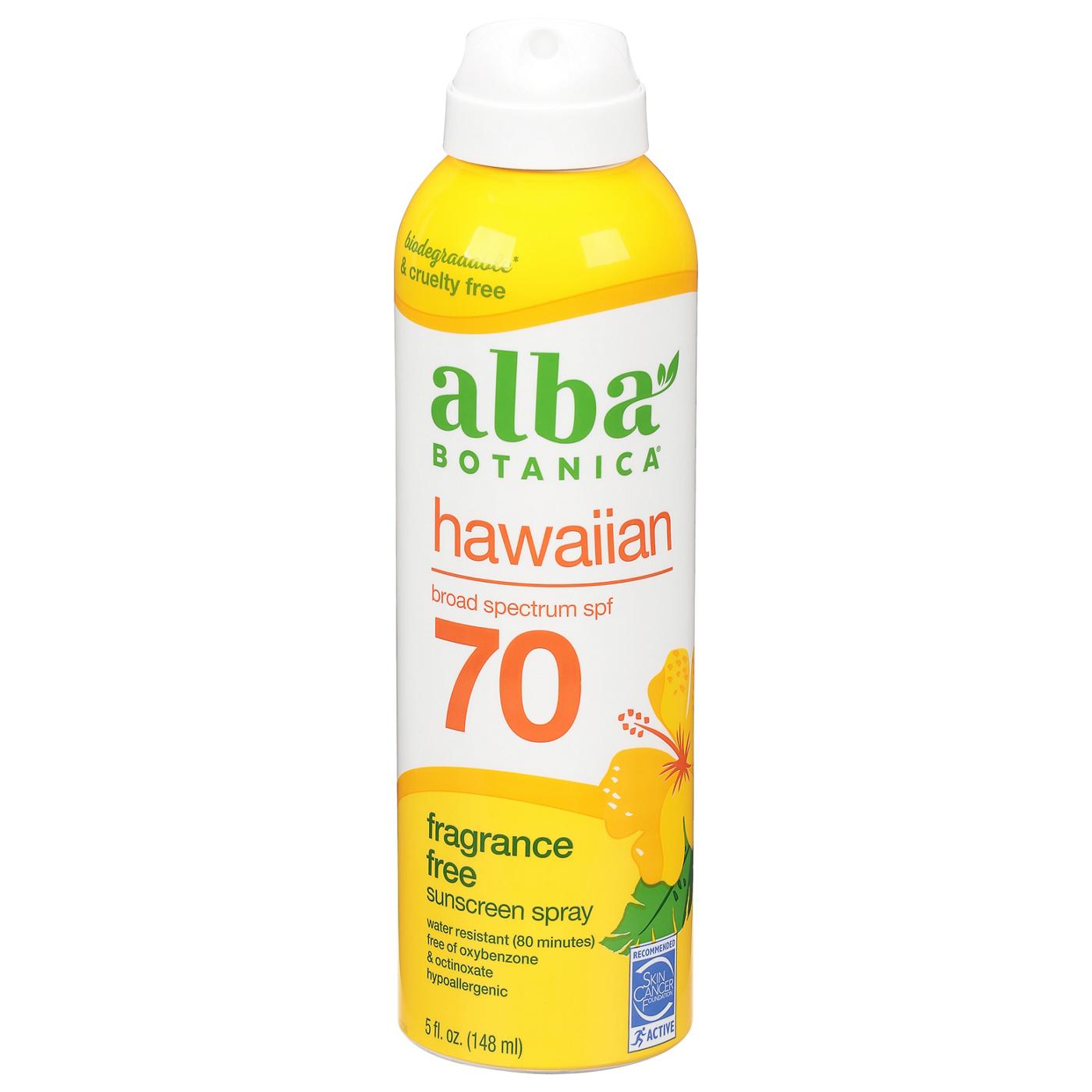 Alba Botanica Hawaiian Sunscreen Spray Fragrance Free SPF 70; image 1 of 2