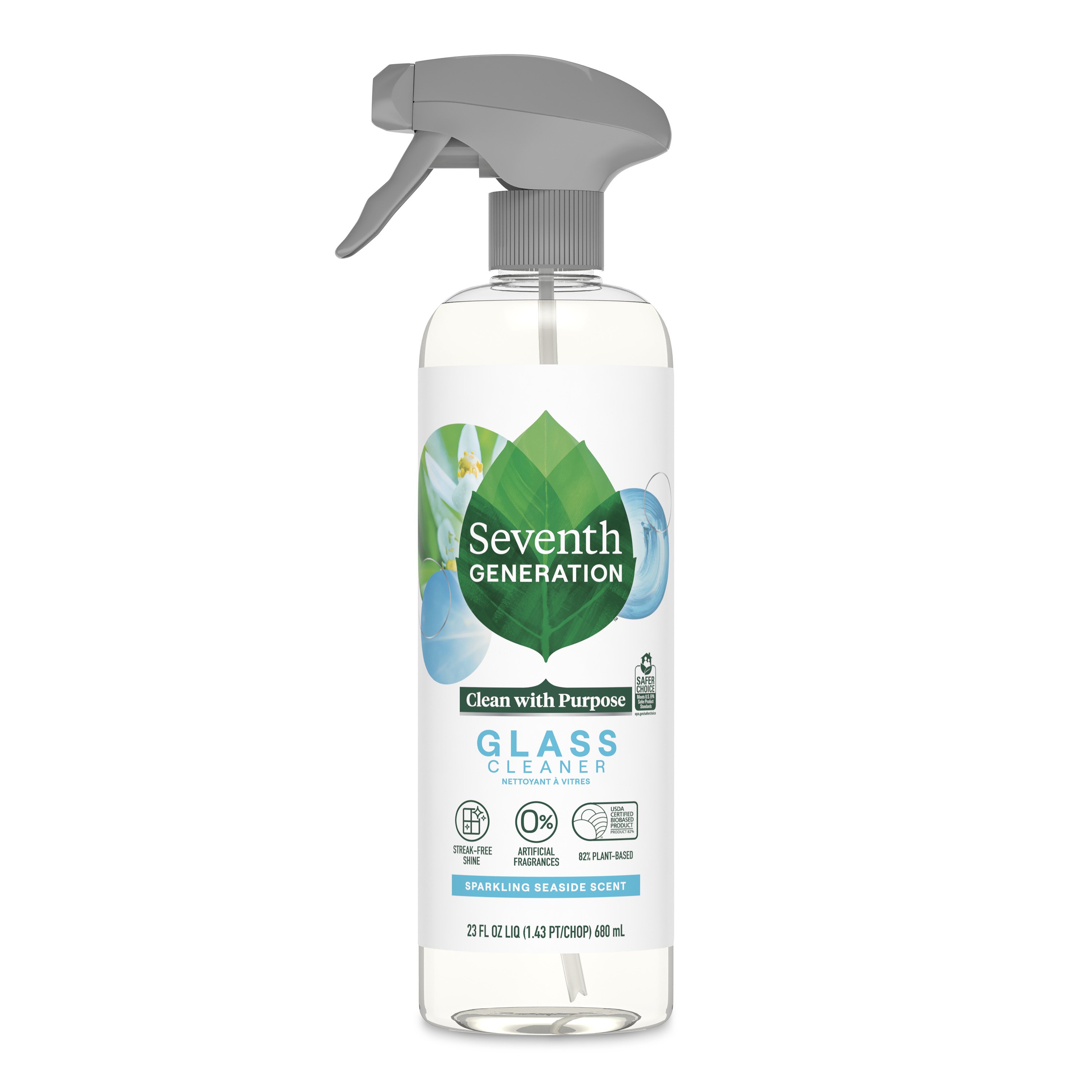 Seventh Generation Sparkling Seaside Glass Cleaner Spray, 23 oz
