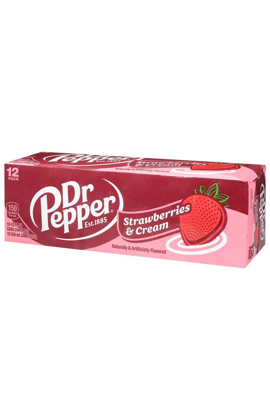 Dr Pepper Strawberries & Cream Soda 12 pk Cans; image 5 of 8
