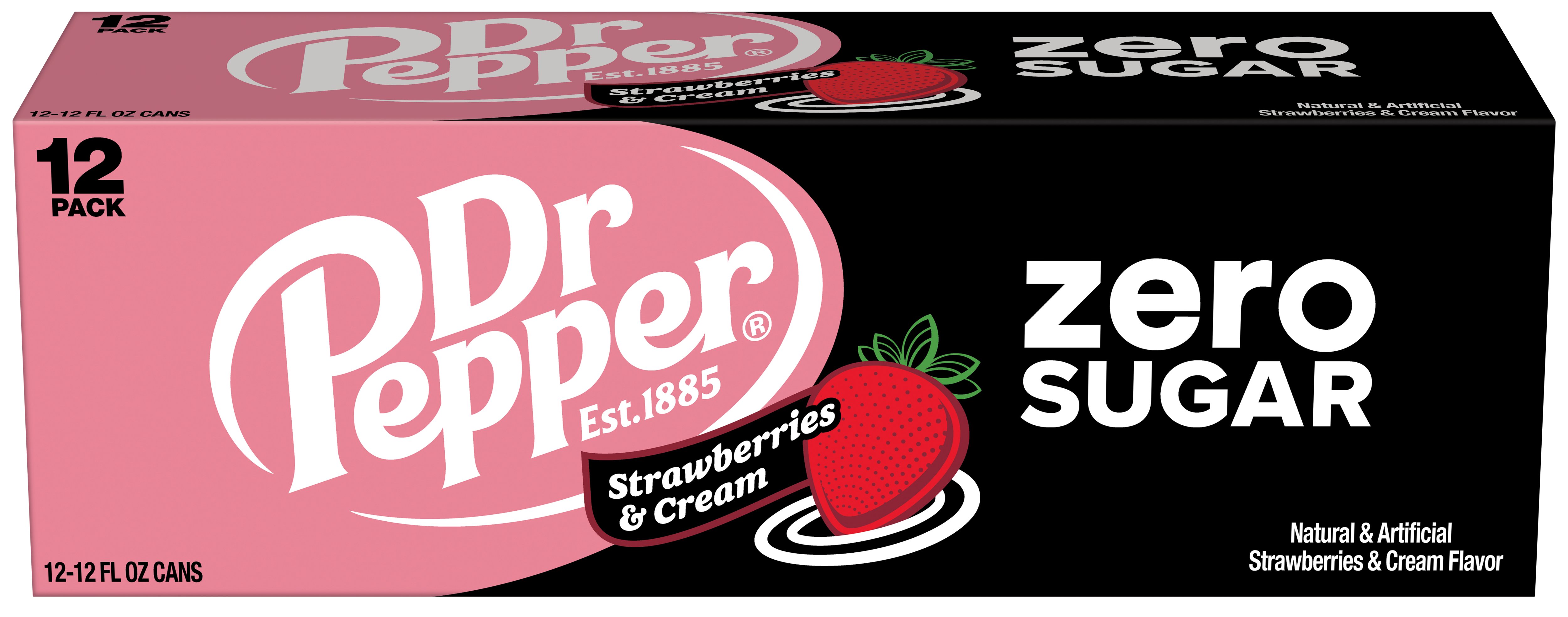 Dr Pepper Strawberries & Cream Zero Sugar Soda 12 oz Cans Shop Soda
