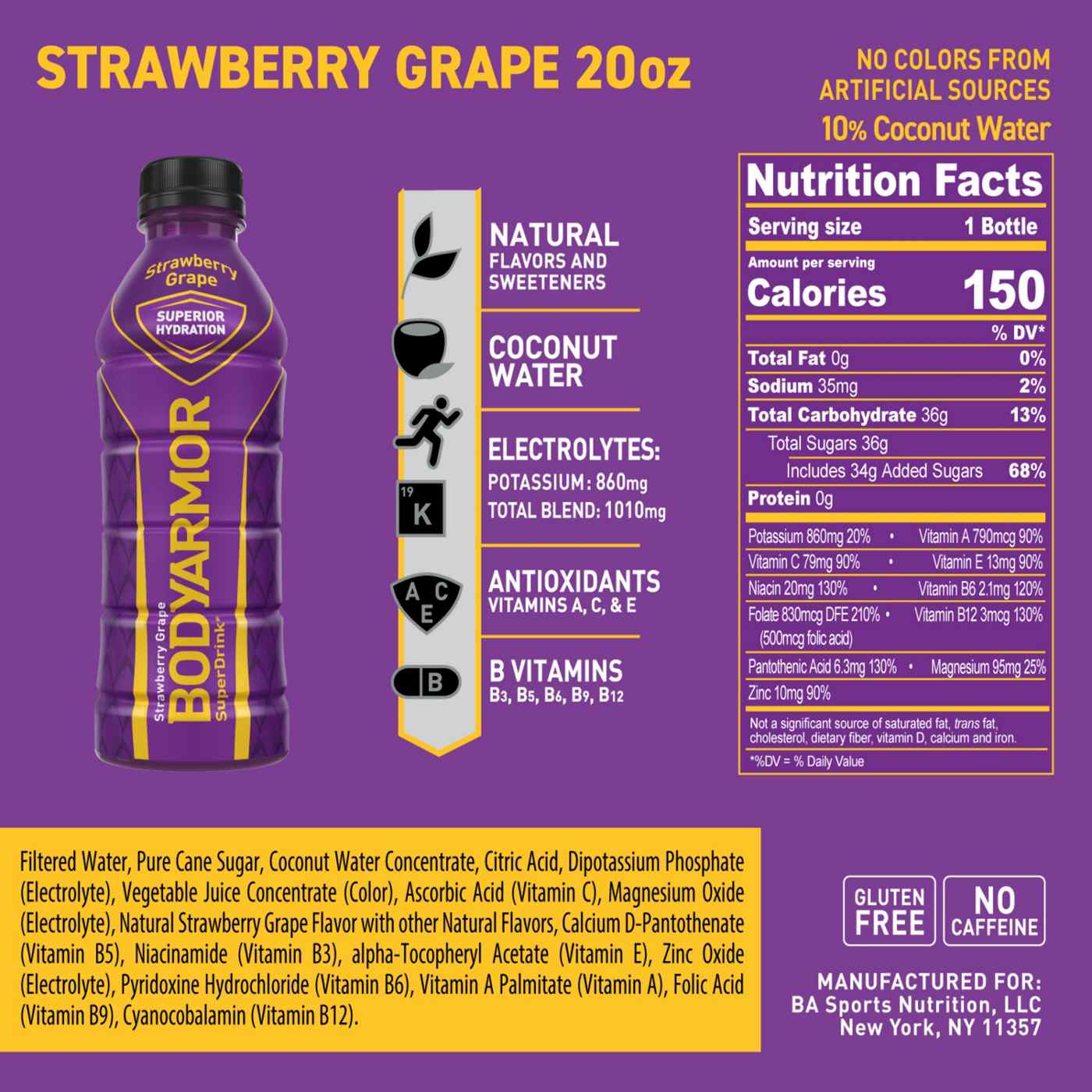 BODYARMOR Bodyarmor Superdrink Strawberry Grape Bottles; image 2 of 7